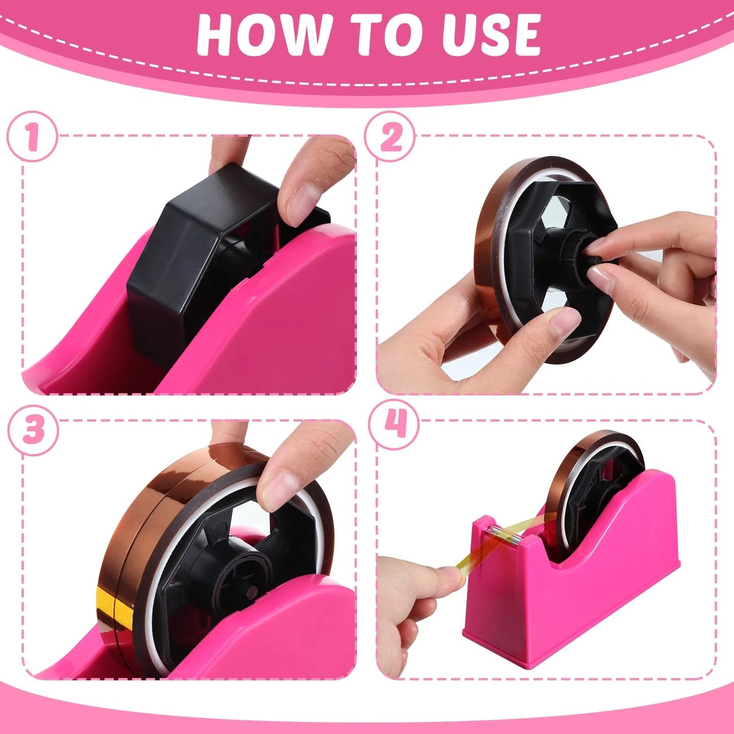 Sabary 9 Pcs Heat Tape Dispenser Set Pink Sublimation Tapes Dispenser Adhesive Roll Holder 2 Heat Press Resistant Gloves with Silicone Bumps 6 Sublimation Thermal Tape for Office Home