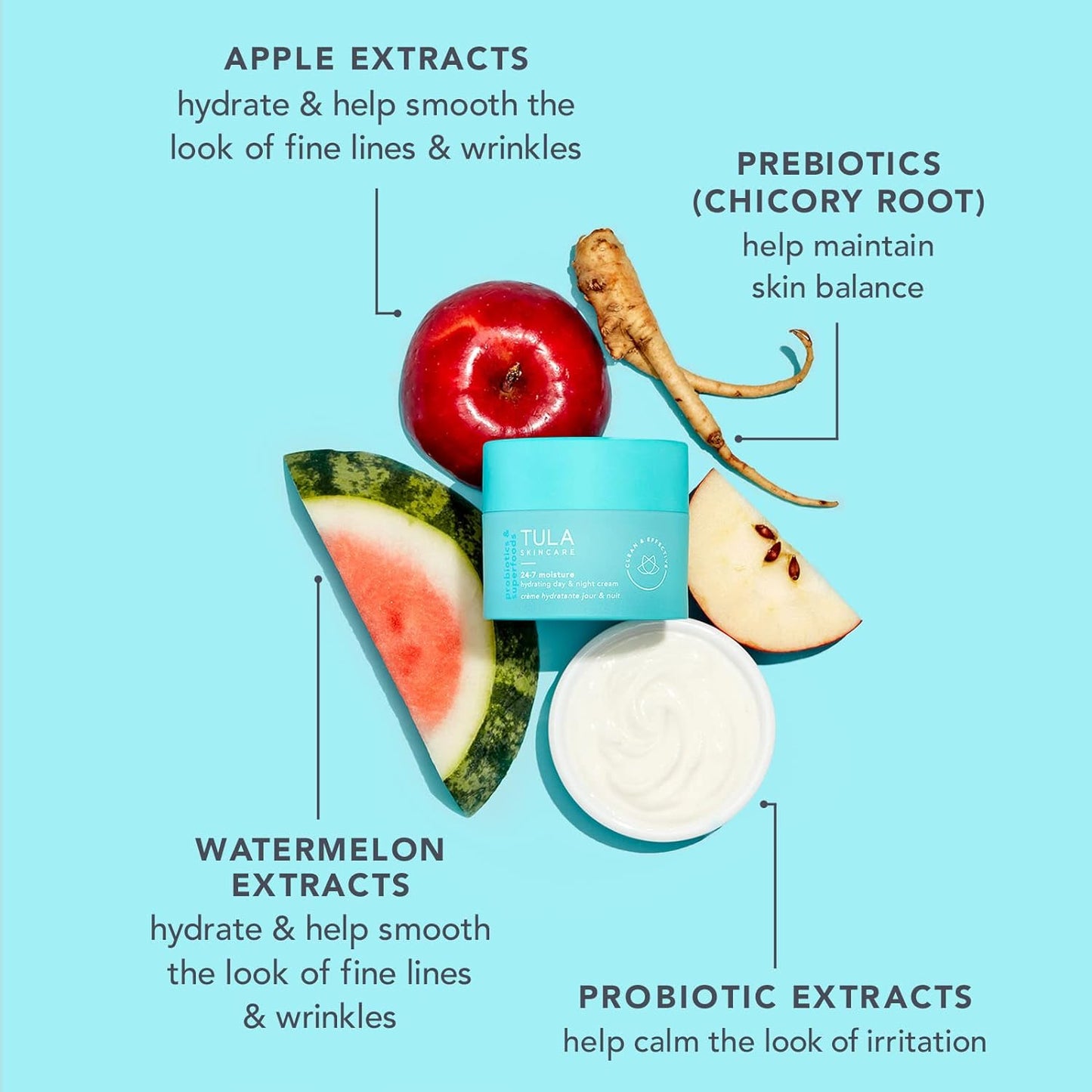TULA Skin Care 24-7 Hydrating Day & Night Cream + Body Moisturizer/Exfoliator Packette - Anti-Aging Moisturizer for Face, Contains Watermelon & Blueberry Extract, 1.5 oz.