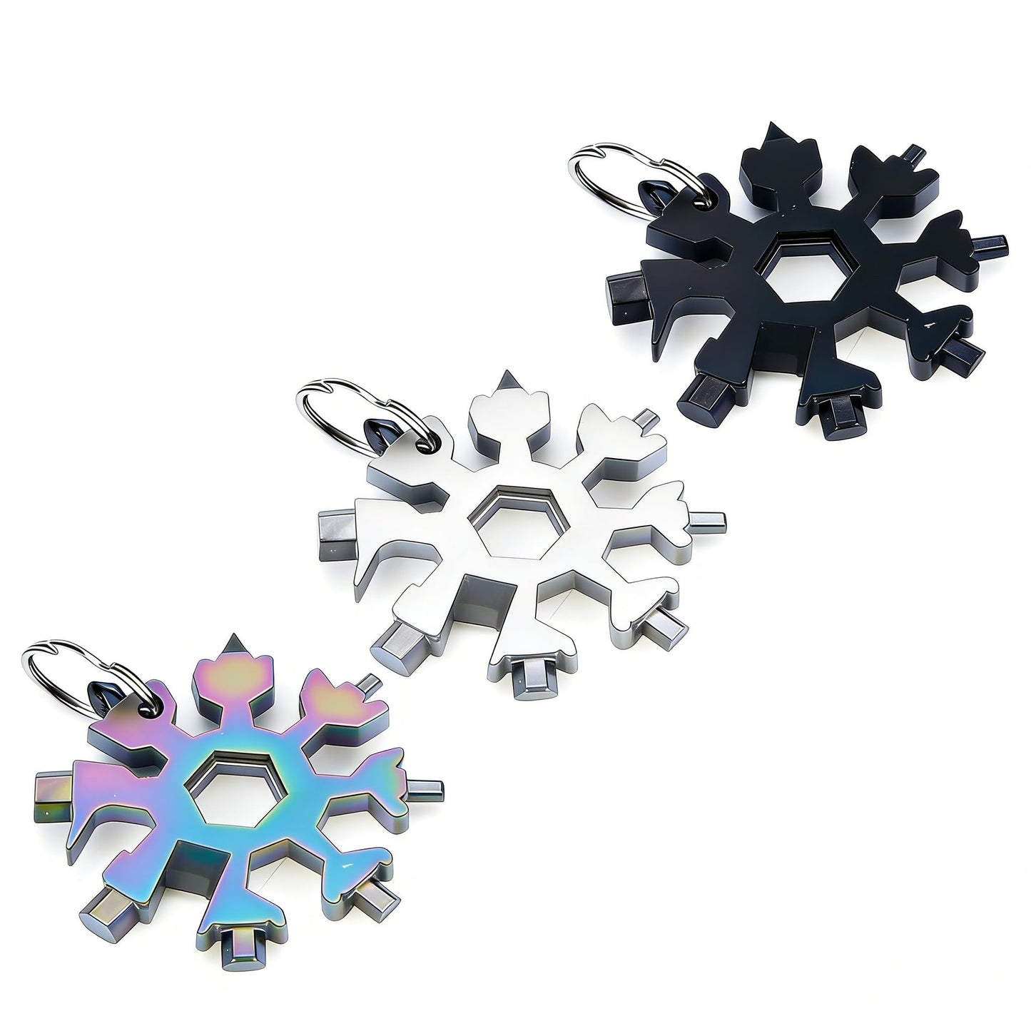 3Packs Snowflake Multi Tool, 18-in-1 Stainless Steel Snowflake Multitool for Bottle Opener and Flat Phillips Screwdriver Kit/Wrench,for Men Adults Da (3 PCS-A)