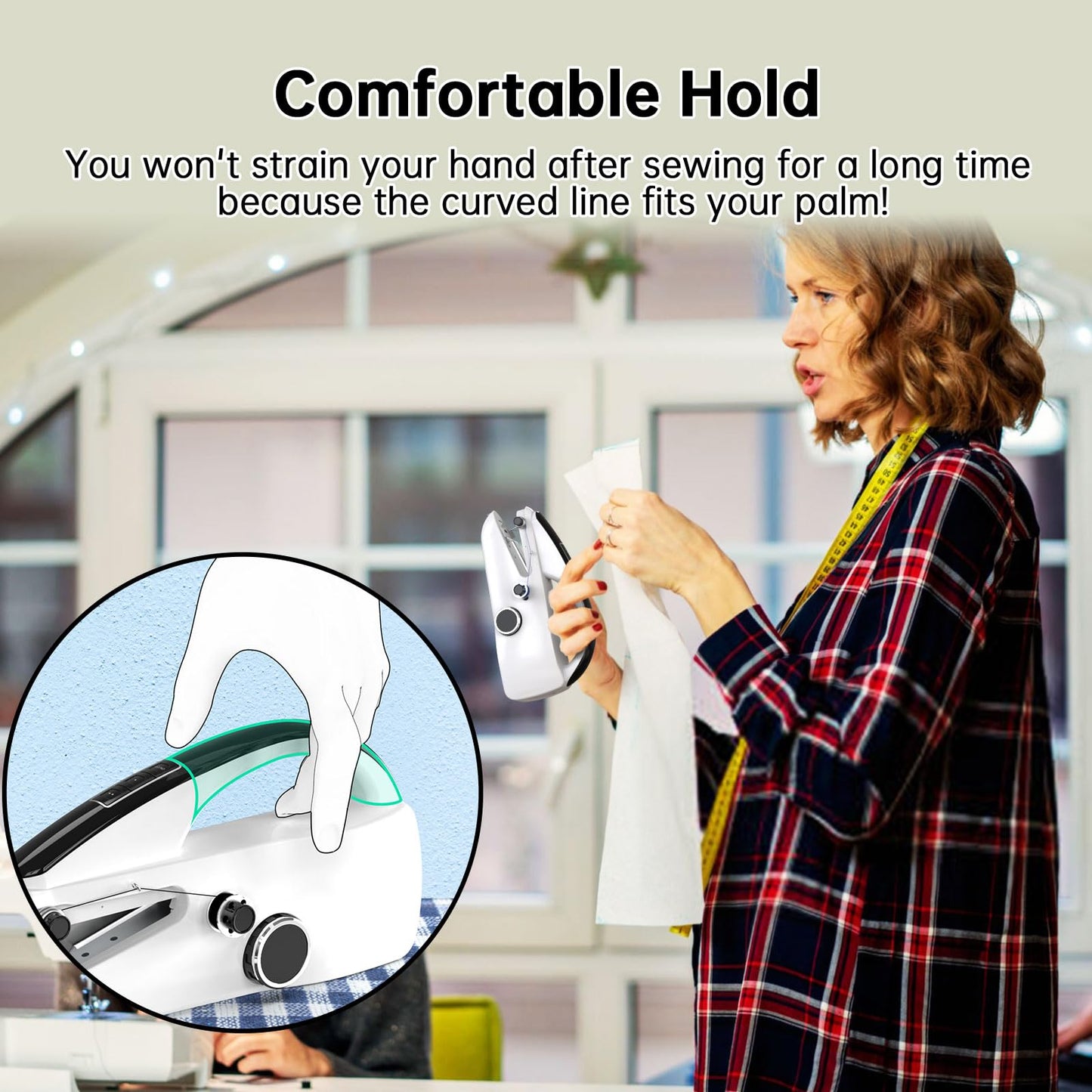 Handheld Sewing Machine, Mini Portable Hand Sewing Machine with 20 Thread Colors Emergency Sewing Kit, Suitable for Clothes, DIY Home Portable Sewing Machines (Black-06)