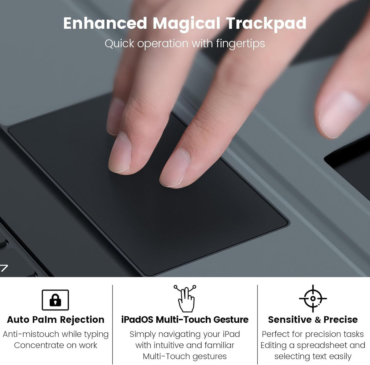 Nillkin iPad 9th Generation (10.2", 2021) Case with Detachable Keyboard, Magic Trackpad, 7-Colors Backlit, Portrait/Landscape Modes, Rugged Keyboard Case with Camera Cover for iPad 8th/7th Gen, Black