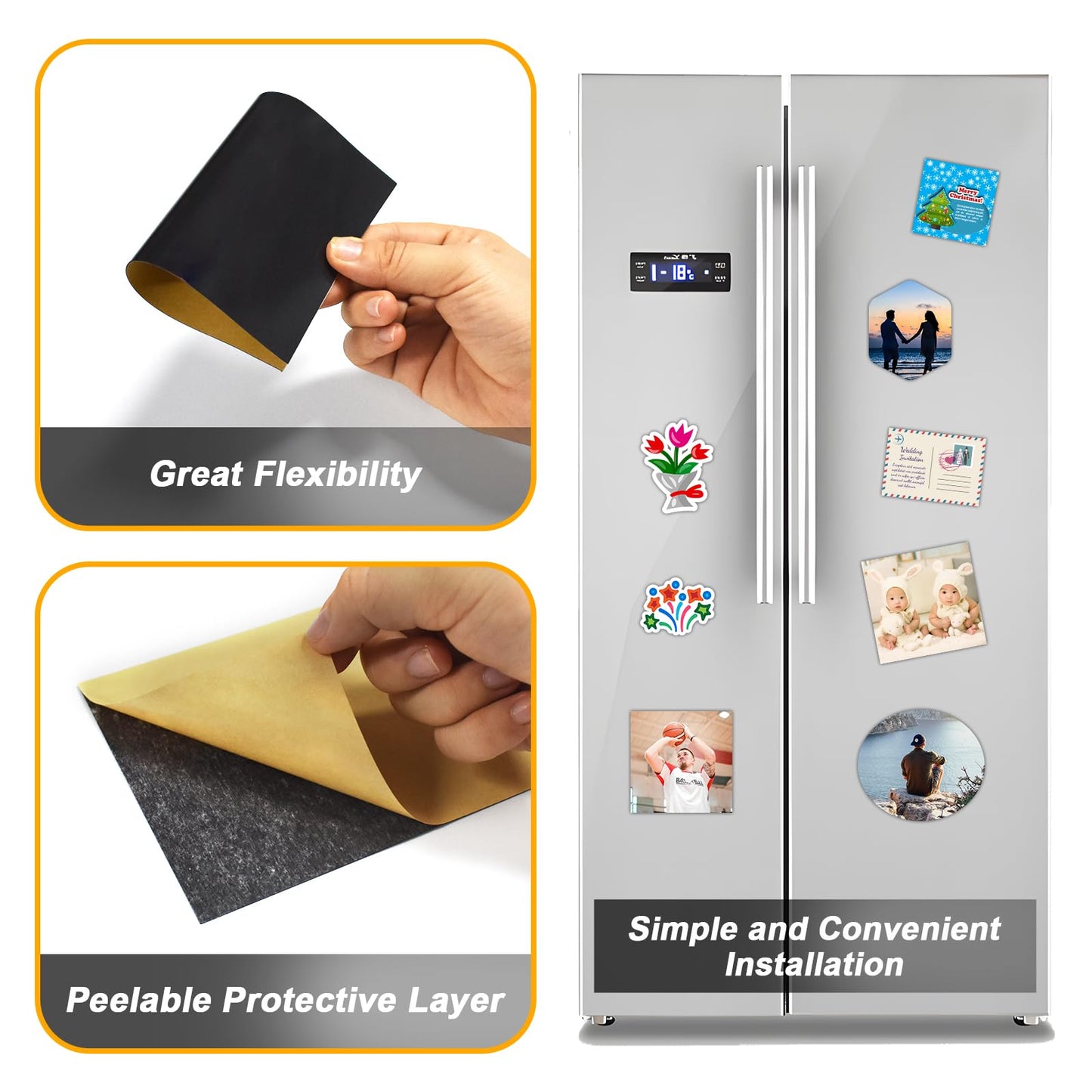 Towjug 12PCS 8 x 10 Inch Cuttable and Flexible Magnet Sheets with Adhesive to Create Flexible Magnet Self-Sticky Sheets for Whiteboard,Fridge