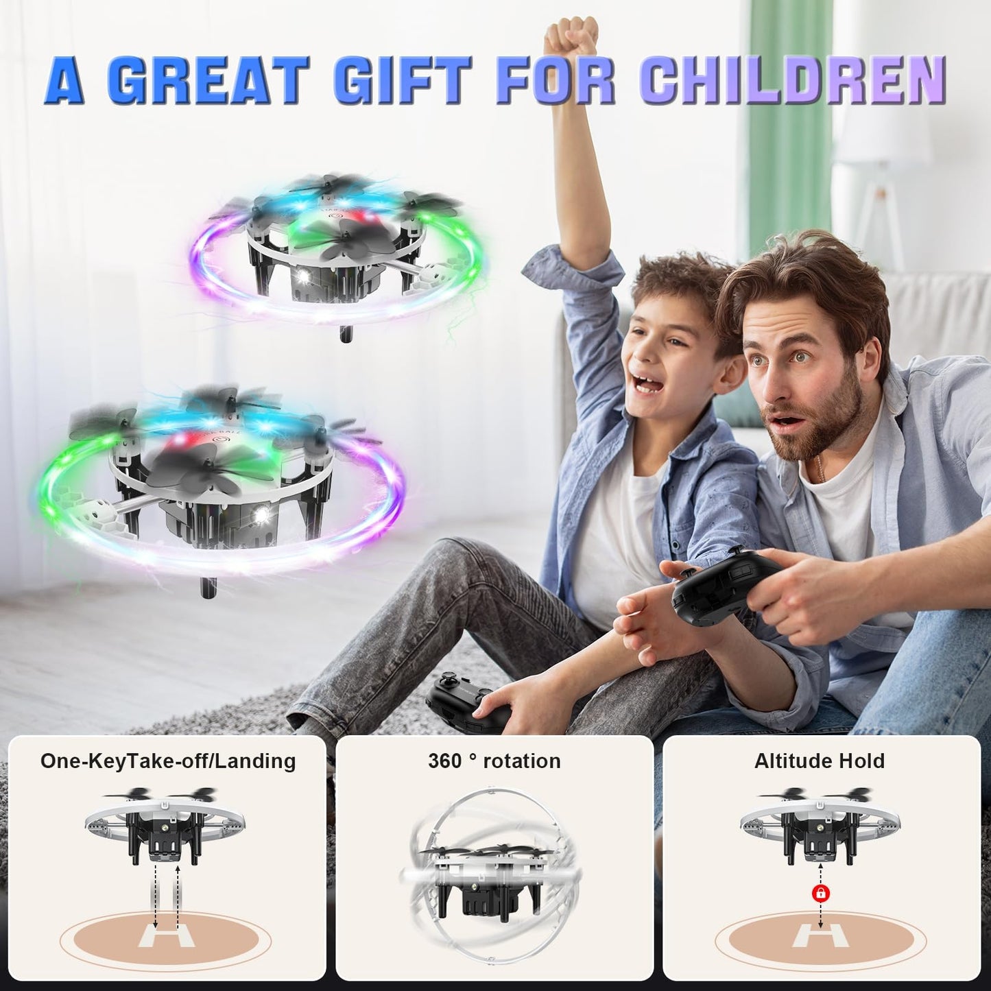 Drones for Kids, 2025 Mini RC Drone Quadcopter Drones with 360 Degree Flip, 90 Degree Surround Flight, 8-12 Years Old Kids Ideal Gift Toys