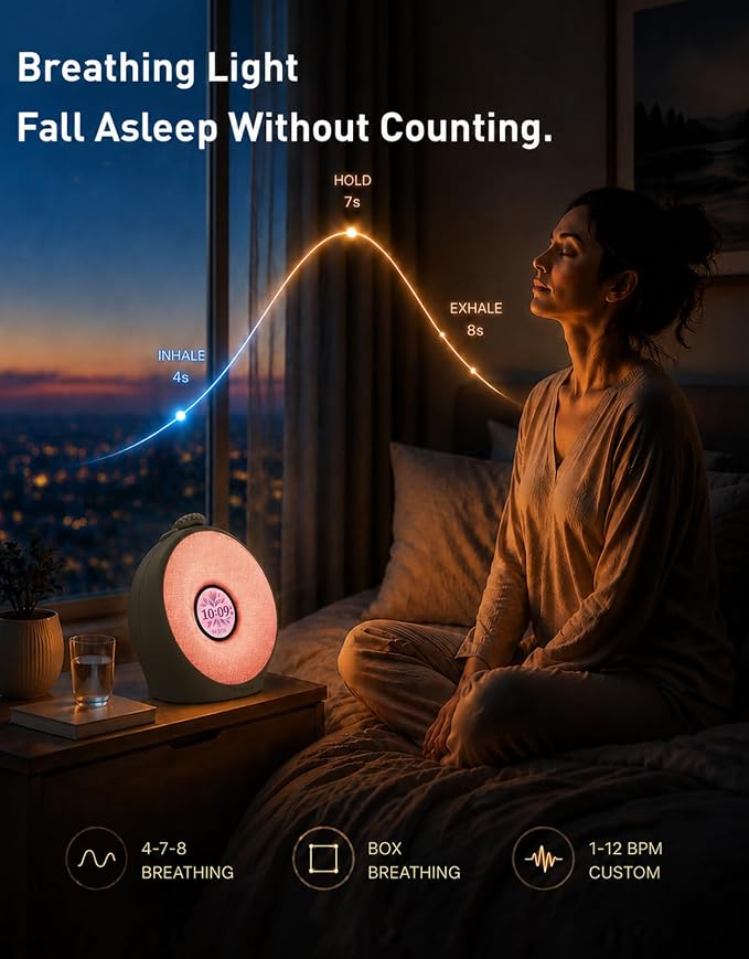 Dekala Sunrise Alarm Clock for Heavy Sleepers with Pulse Wake, Sunset Sound Machine with Breathing Ambient Light, Loud Alarm for Bedrooms, Wake Up Light, Digital Color Display & 7 Themes, No App