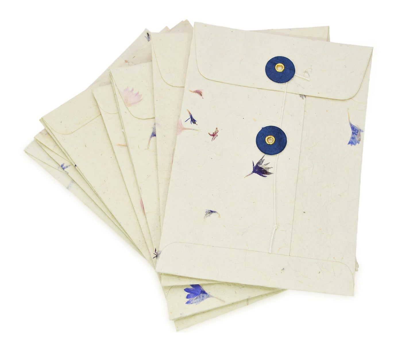 Kathmandu Valley Co. Handmade Lokta Paper Envelope with String-tie Button Closure Pocket Folder Documents Sleeve, for Invitations, Mailers, 4.5 x 6.5 inches, 10 Pack. Made in Nepal. (Cornflower)