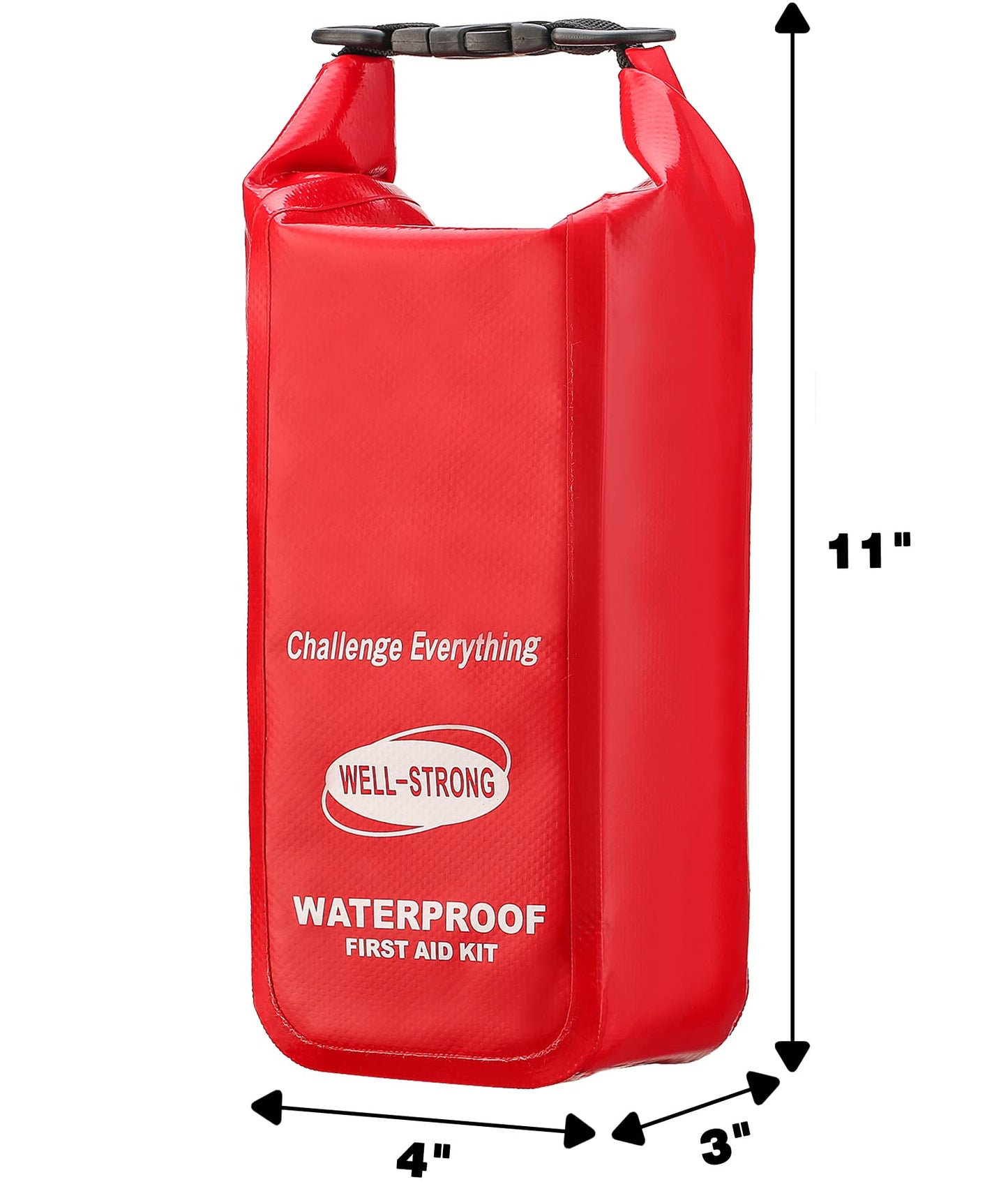 WELL-STRONG Boat First Aid Kit with Survival Tools, 123pcs Waterproof Emergency Marine Kit with Buckles, Compact Boat Safety Accessories for Fishing Kayaking Boating Camping Rafting Beach Red