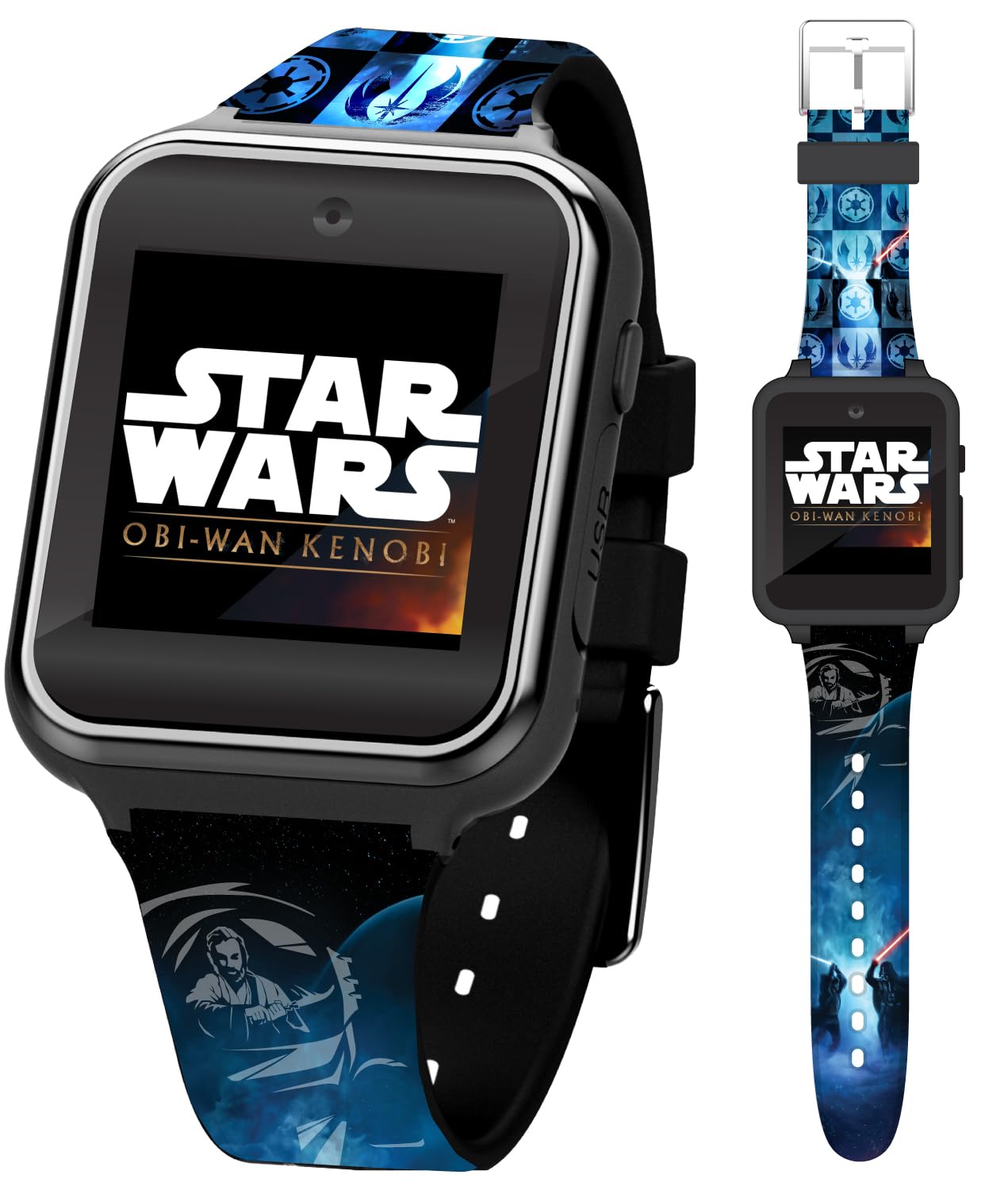 Star Wars Kids Smartwatch with OBI-Wan Kenobi Design, 10 Clock Faces, Selfie Camera, Voice and Video Recorder, Step Counter, Calculator, Alarm, Fun Games, and 3 Wallpapers – Fits Wrists 5.5"-8.0"