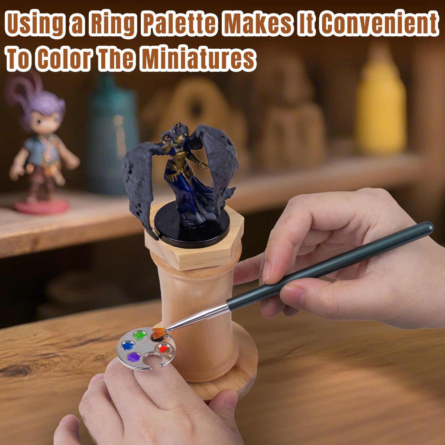 Miniature Painting Handle,Set:1 Panting Handle + 1 Caly + 6 PCS Bendable Alligator Clip Sticks + 1 Metal Box + 1 Carrying Storage,Detailing Panting,DND Miniatures, Scale Model, Fantasy Figuriness