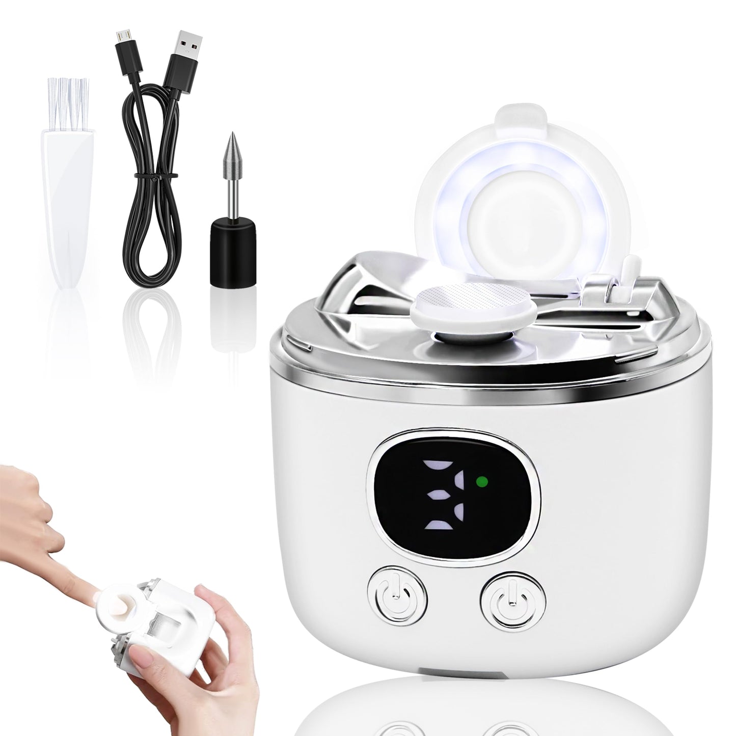 6-in-1 Electric Automatic Nail Clipper & Trimmer for Seniors, 2026 Upgraded Nail Clippers Set with LED Light and Magnifier | USB Rechargeable, 3 Speeds, Dual Blades, Storage Case for Adults