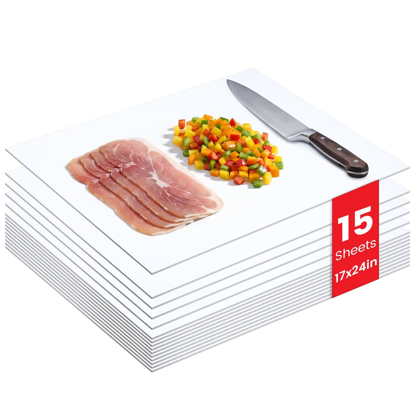 Patelai 15 Pcs Disposable Cutting Boards Sheets 24" x 18" Plastic Large Flexible Cutting Mat for Kitchen Chicken Meat Fish Vegetables Cooking Traveling Camping Crafts Art Project