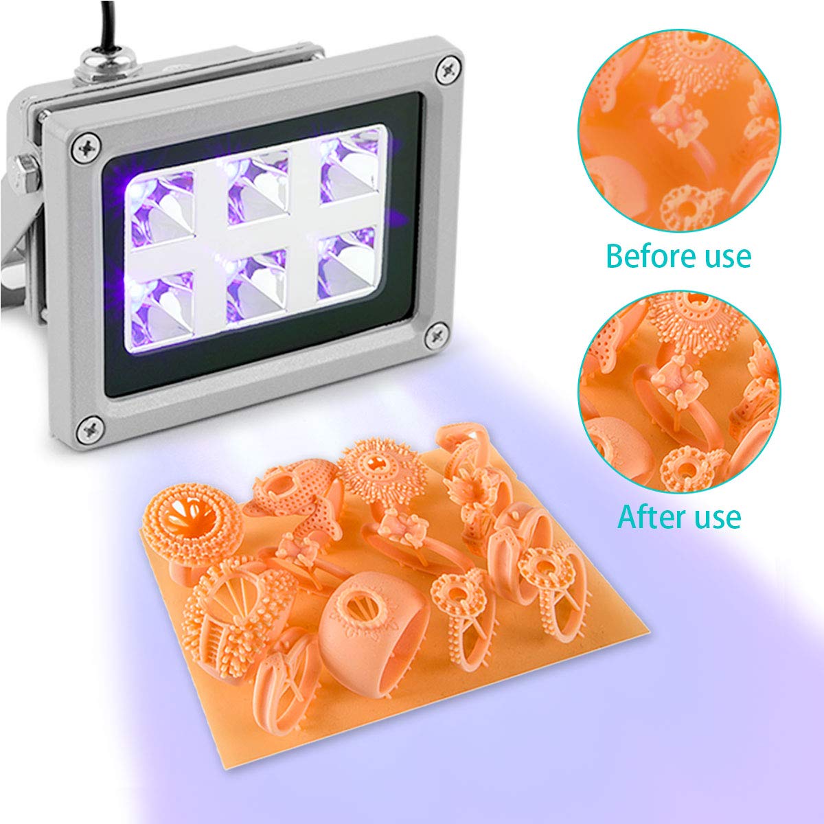 3D Printer UV Resin Curing Light for SLA/DLP 3D Printer Solidify Photosensitive Resin 405nm UV Resin with 6W Output Affect, DIY Curing Enclosue