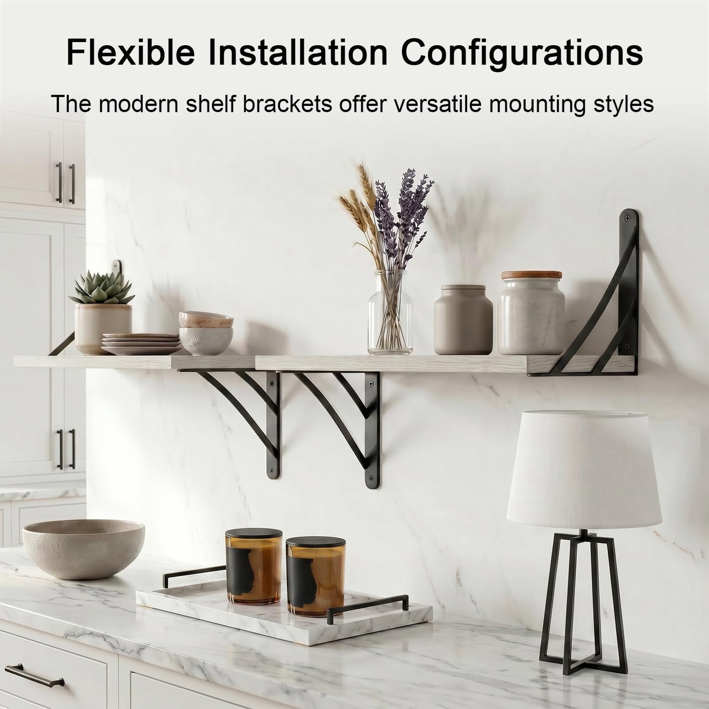 Z METNAL Decorative Shelf Brackets, Black Metal Shelves Bracket, Wall Decor, Modern Shelving Bracket for DIY Floating Shelves, 6 inch, 4 Pcs