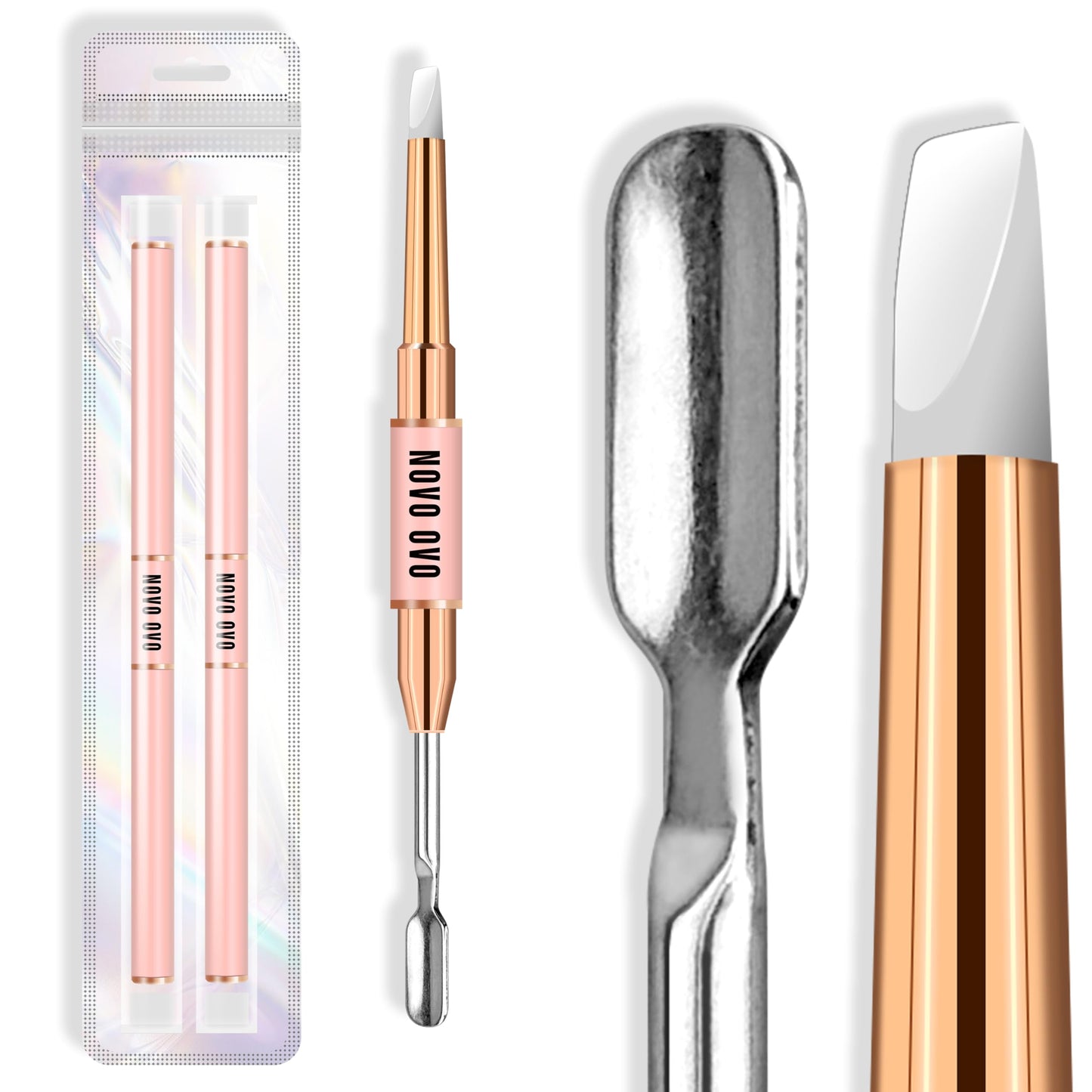 NOVO OVO 2 PCS Double End Multiple Use Nail Pen Brush Kit for Poly Gel Nail Dual Forms, Anti-stick PolyGel & Builder Manicure Pedicure Extension, For Hand and Toe Nails Tool Salon DIY Home
