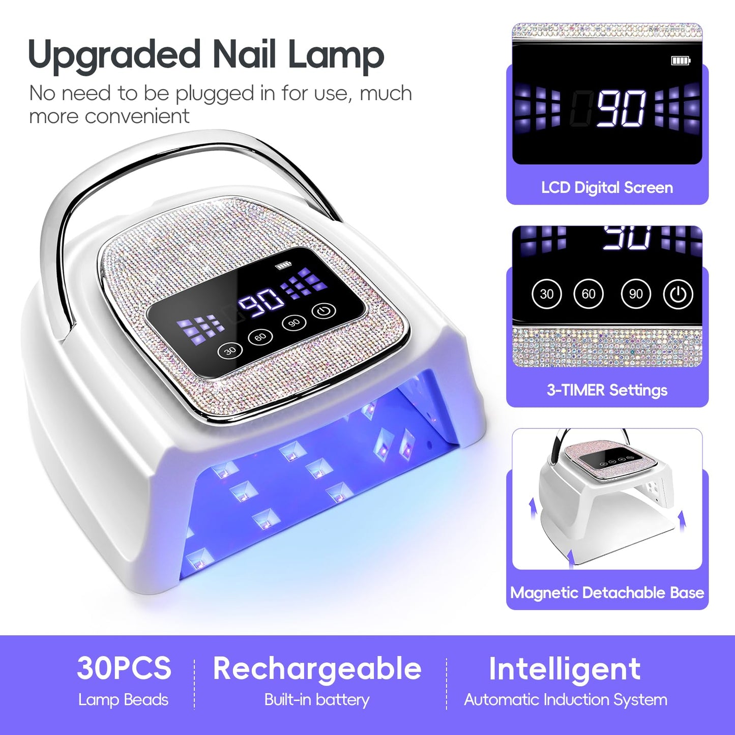 COSCELIA U V Nail Lamp Cordless Rechargeable U V Light for Gel Nails Prossional Automatic Sensor 3 Timer Quick Drying Glitter Nail Dryer Gifts for Women
