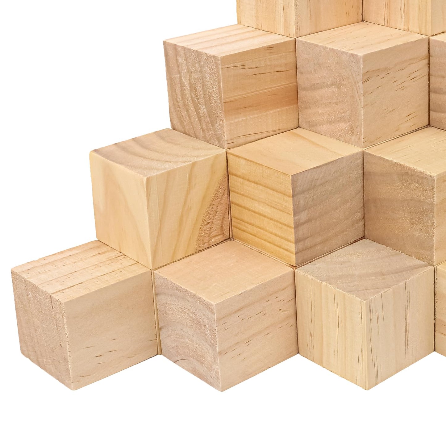 kukmakri 52 PCS Premium 2 Inch Wooden Cubes, Natural Pine Wood Cubes for Crafts, Wood Blocks Ready for Artistic DIY Projects-Unleash Creativity with Blank Wood Blocks
