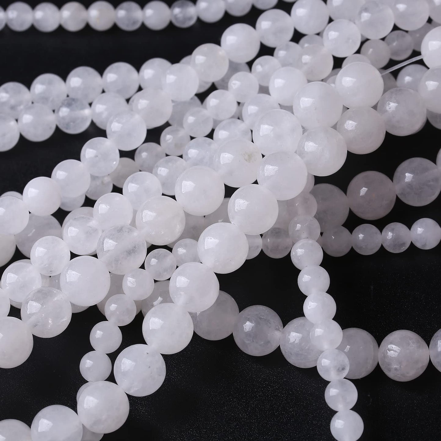 90PCS 4MM White Chalcedony Beads Round Loose Stone Beads for Jewelry Making DIY Energy Stone Healing Power Bracelet 15"