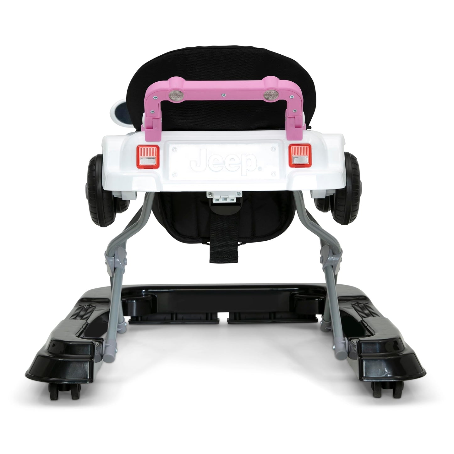 Jeep Classic Wrangler 3-in-1 Grow with Me Activity Walker - Features Music, Lights, Removable Play Tray, Push Walker Mode, Converts into Rolling Car Toy, White/Pink
