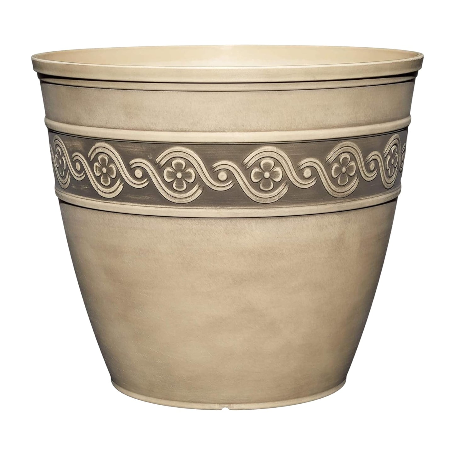 Classic Home and Garden Corinthian Resin Flower Pot Planter, Ivory Ash, 8"