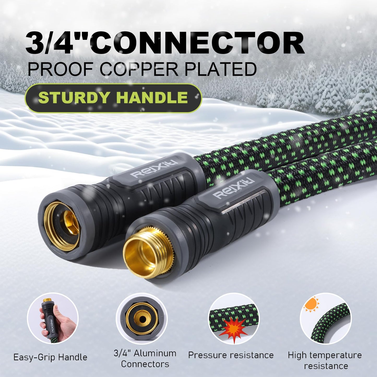 Relxitl Garden Hose, Flexible Water Hose, Ultra Lightweight Non-Expanding hose with 10 Function Sprayer, Leak proof, Pressure Resistant for Yard, Outdoor (Green, 50FT)