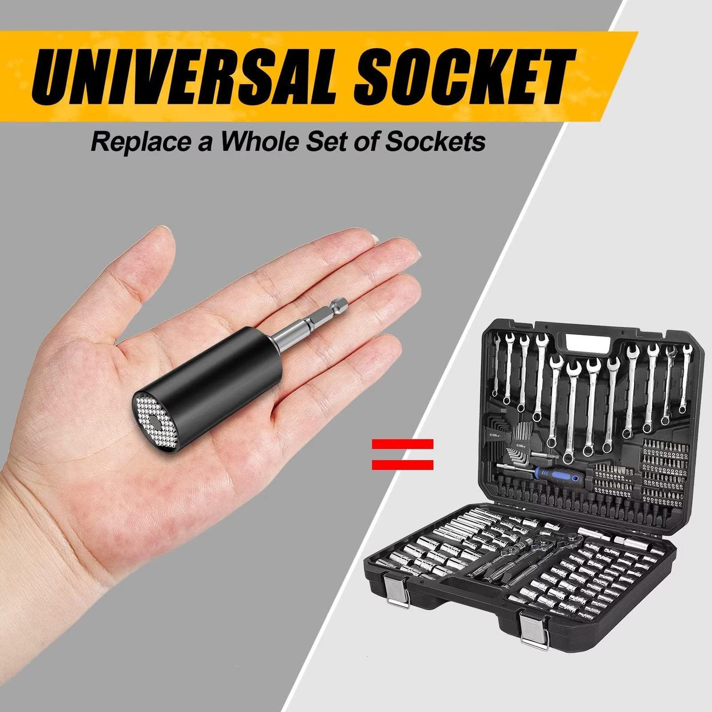 Stocking Stuffers for Adults Men, Super Universal Socket Tools Gifts Socket Set with Power Drill Adapter(7-19 Mm) Christmas Gifts for Men Dad Handyman Husband Him, Cool Gadgets