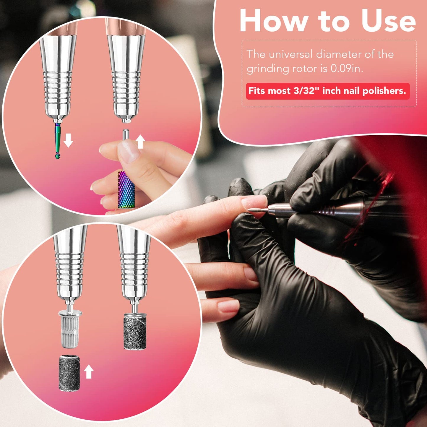 Onism 25Pcs Nail Drill Bits Set with 75Pcs Sanding Bands (80#/120#/180#), High-Precision Tungsten Carbide & Ceramic Efile Bits for Acrylic Gel Removal, Cuticle Care Kit with Organizer Box,Silver