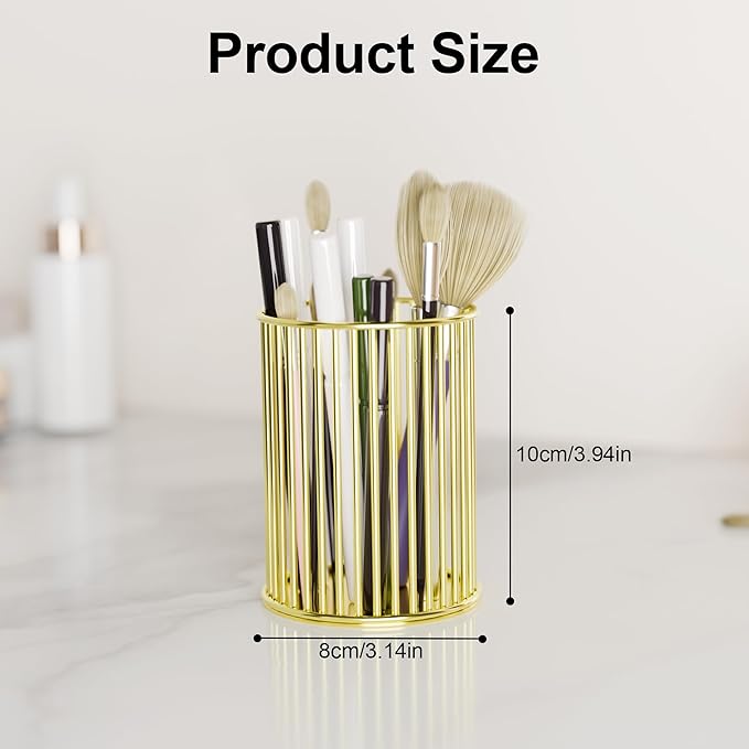 Makeup Holder - Makeup Brush Organizer, Cosmetic Brushes Storage Holder for Dressing Table, Gold.