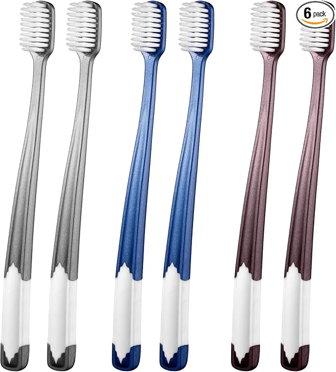 Fregum 8811W Extra Soft Toothbrushes for Adults, Periodontist Design Tapered Bristles for Sensitive Teeth and Receding Gums, 6 Count