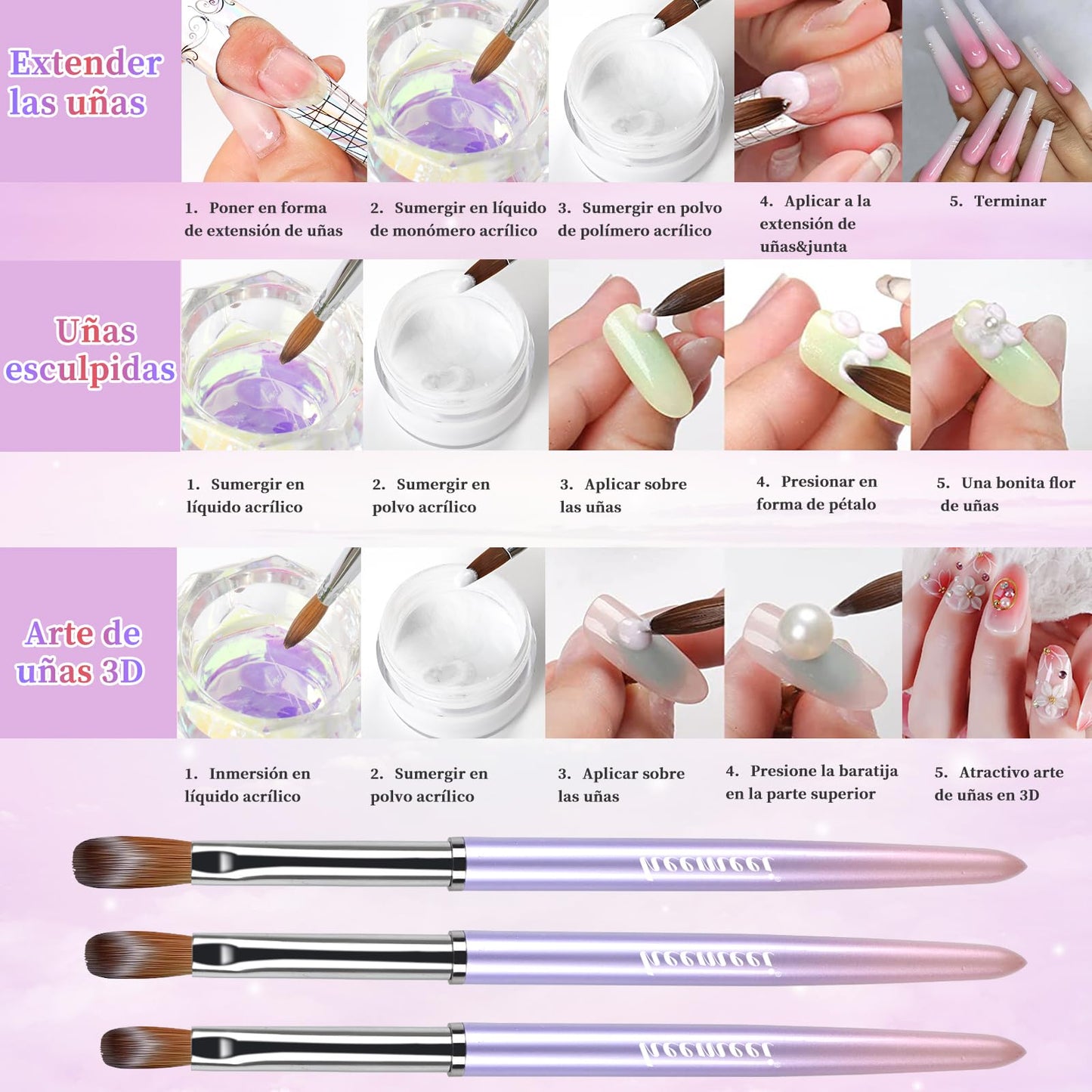 heemeei Acrylic Nail Brush Size 10, 100% Pure Kolinsky Nail Art Brush, Sturdy Handle Acrylic Powder Design Tools for Professional Manicure DIY Home Salon (10#)
