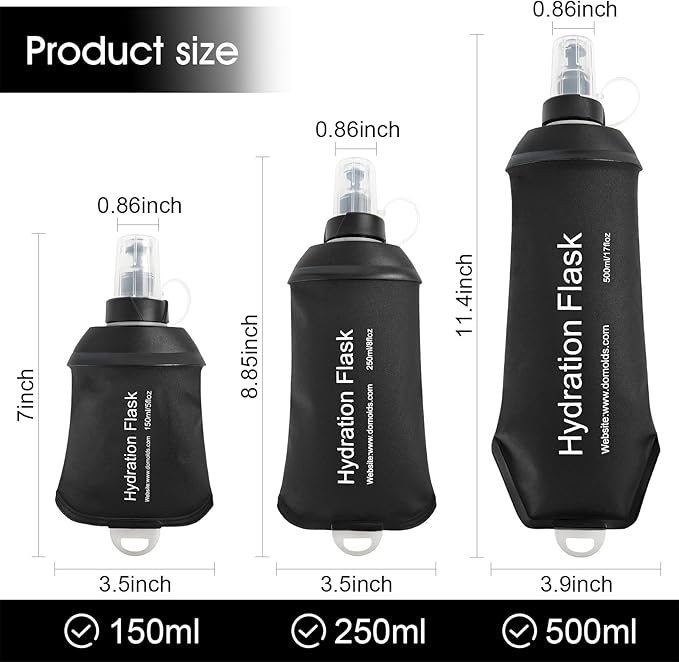 WILDREEDS 150ml Soft Flask, TPU Collapsible Soft Water Bottle for Hydration Pack, Running Vest, Folding Water Bottle for Hiking Cycling Climbing-1Pcs, Black