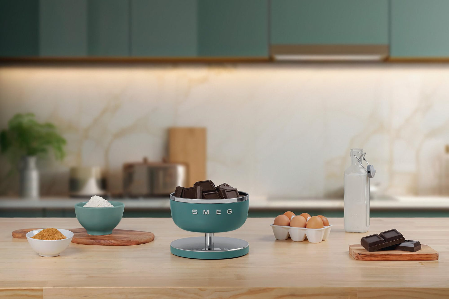 SMEG Contemporary Digital Kitchen Scale with Removable Bowl (Jade)