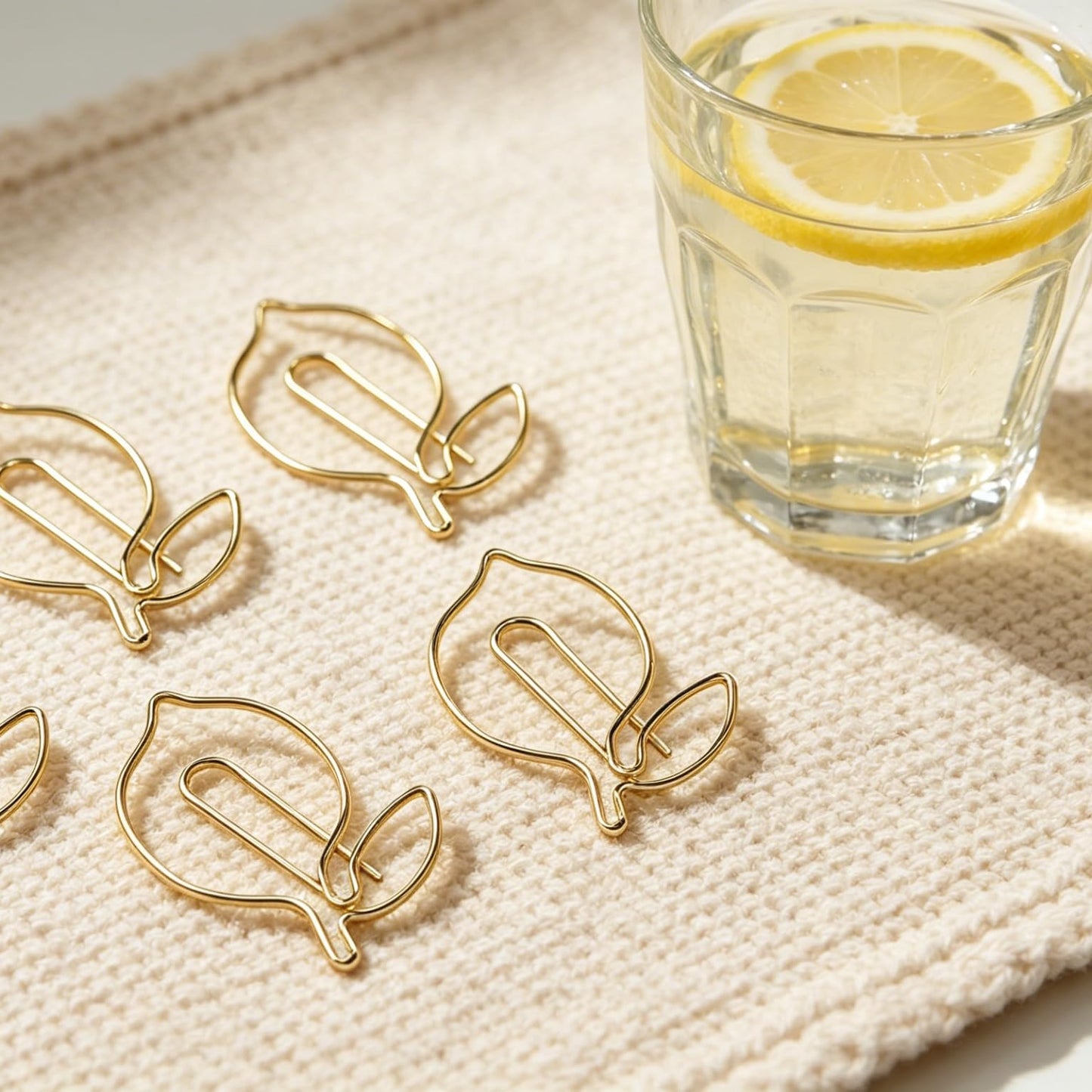 Lemon Shaped Paper Clips, 100PCS Metal Office Supplies for Home School Desk Organizers, Decorative Bookmarks Planner Clips for Clipboards Notebooks Books