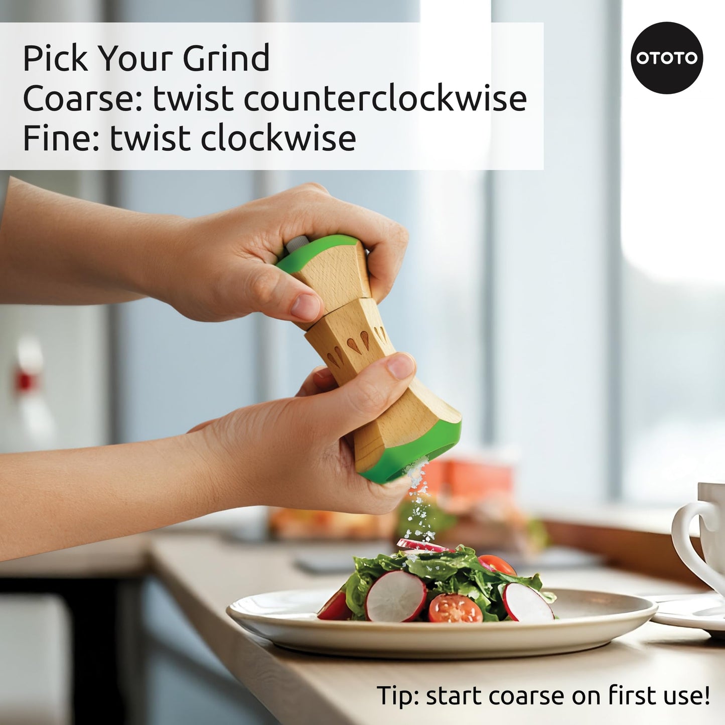 OTOTO Twin Spice Salt and Pepper Grinder Set - Apple-Designed Unique Kitchen Gadgets, Cute Kitchen Accessories, Pepper Spice Grinder, Salt and Pepper Shakers Set, Apple Gift, Kitchen Cooking Gifts