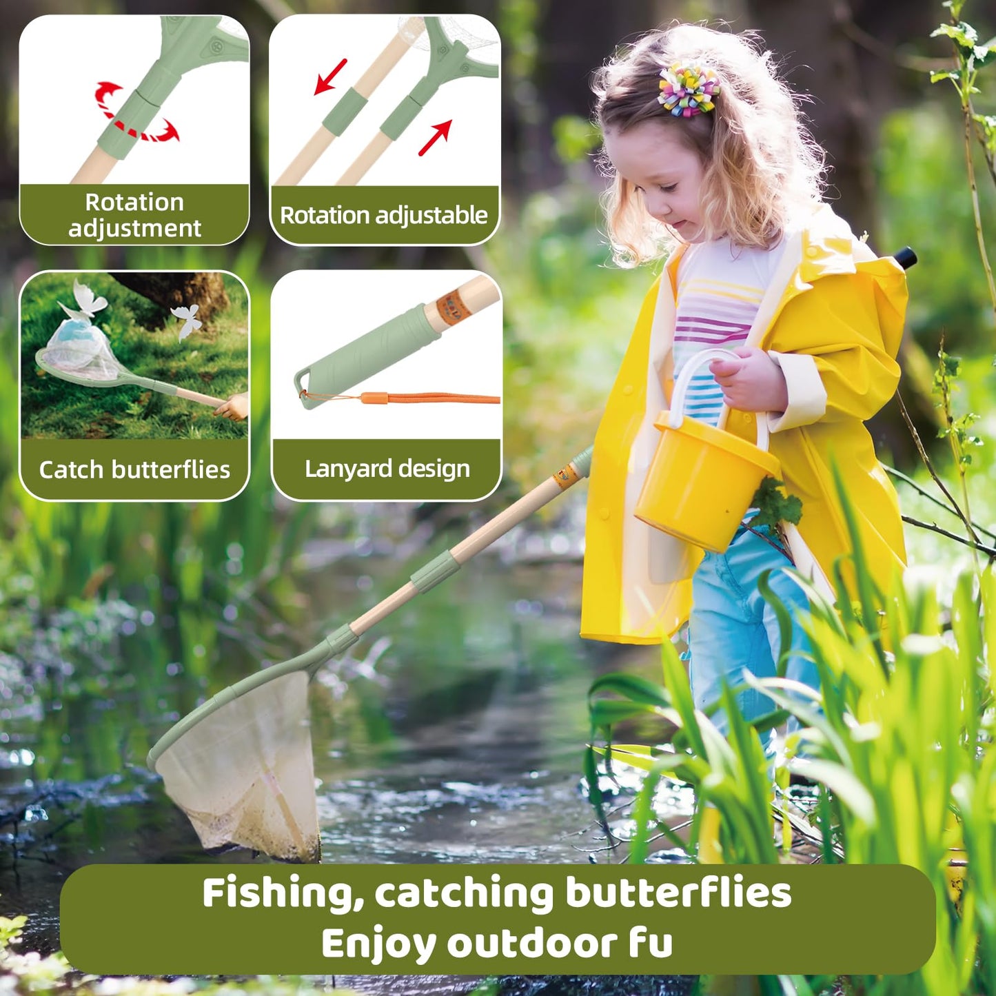 Kids Adventurer's Nature Explorer Set,Featuring Butterfly Net, Bug Catcher, Binoculars, Explorer Vest & Hat, Magnifying Glass and LED Flashlight. Perfect Educational Outdoor Gift for Ages 3+