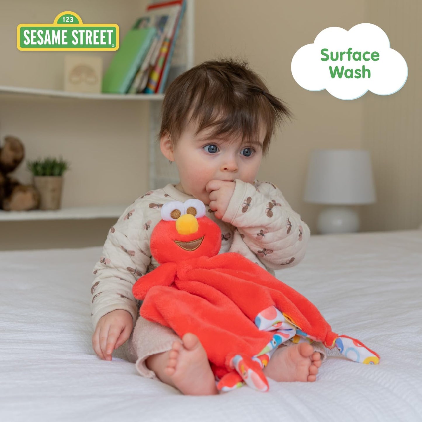 Kids Preferred Sesame Street Elmo Blanky Made of Soft Material with Knotted Corners and Pacifer Loop for Babies and Infants