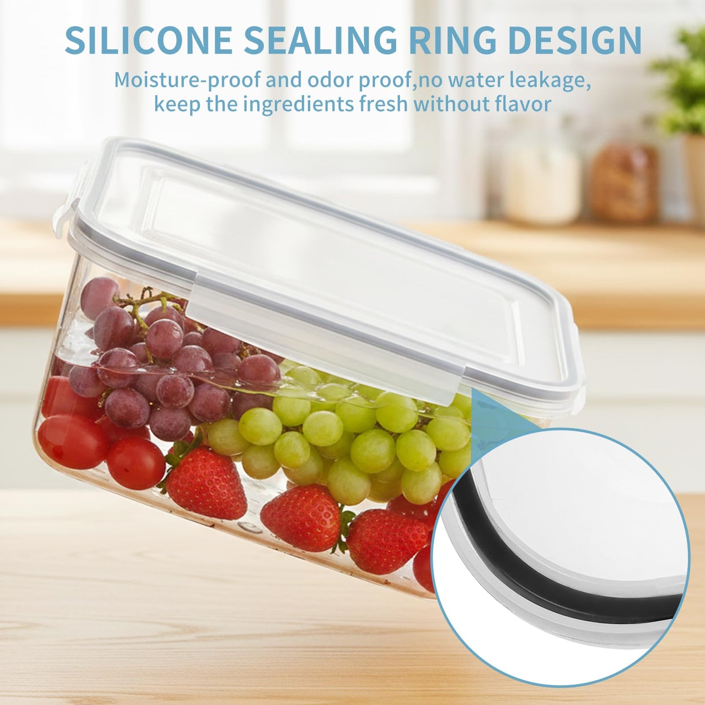 Dukrouk Grape Container for Fridge,3PCS(0.9Qt - 13.5Qt),Leakproof Grape Container with Removable Colander,Dishwasher & microwave safe Produce Containers,Keep Fruits, Vegetables, Meat Fresh Longer