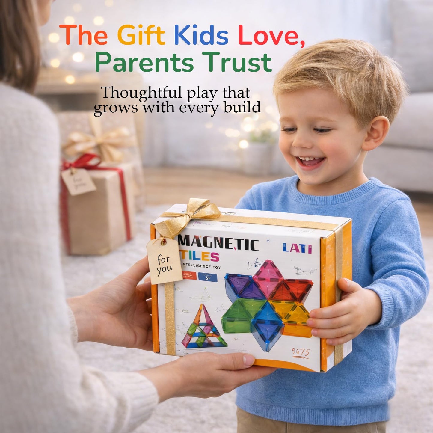 LATI Magnetic Tiles Starter Set for Kids,Beginner Magnetic Building Blocks for Early Learning, Build in 2D & 3D, Open-Ended STEM Building Toy,Easy to Start for Early Builders,Toy Gift for Ages 3–6