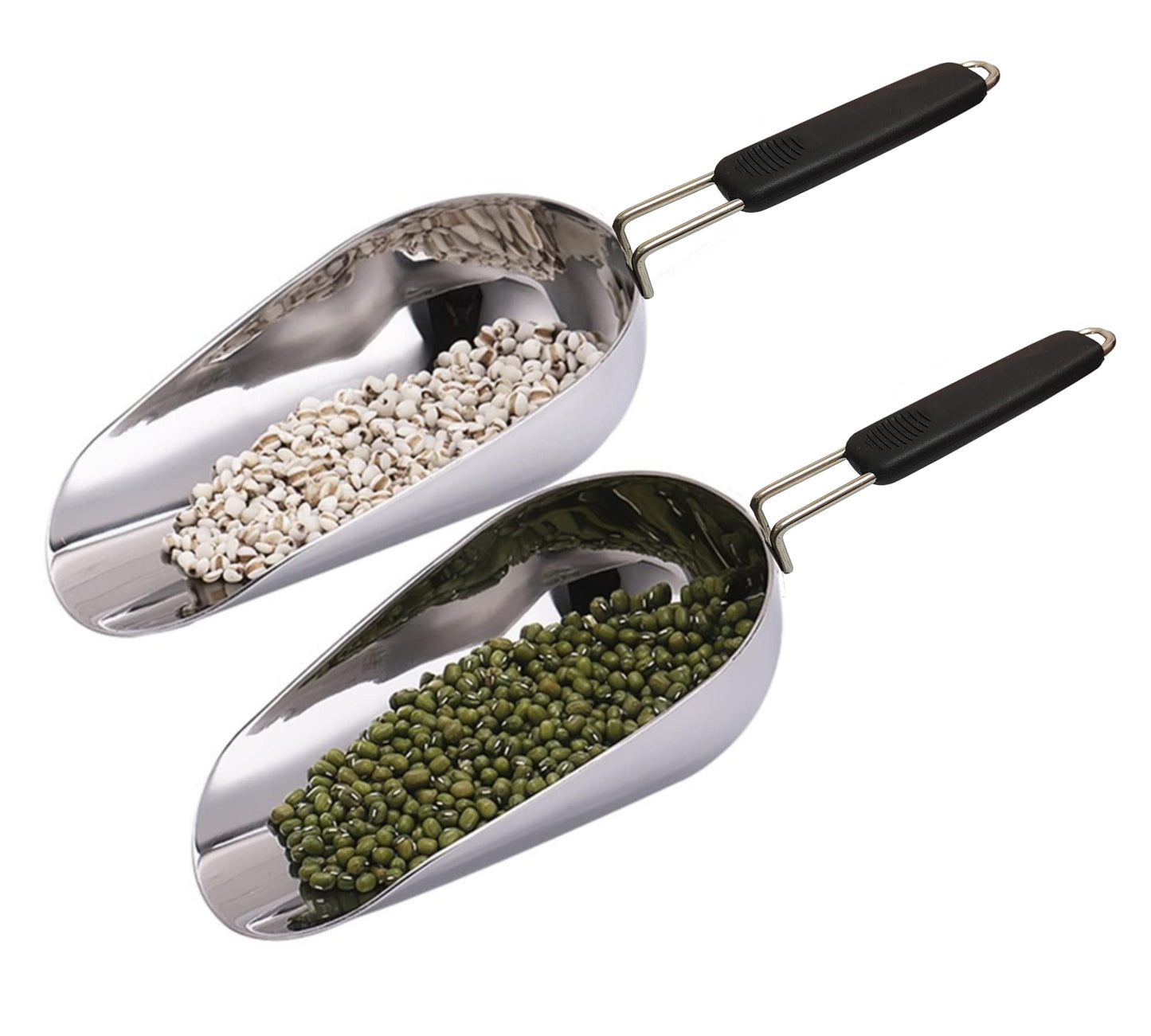 Stainless Steel 6 Ounce Ice Scoop With Good Grip Handle - Kitchen, Freezer, Dog Food, Popcorn Scoop - Dishwasher Safe