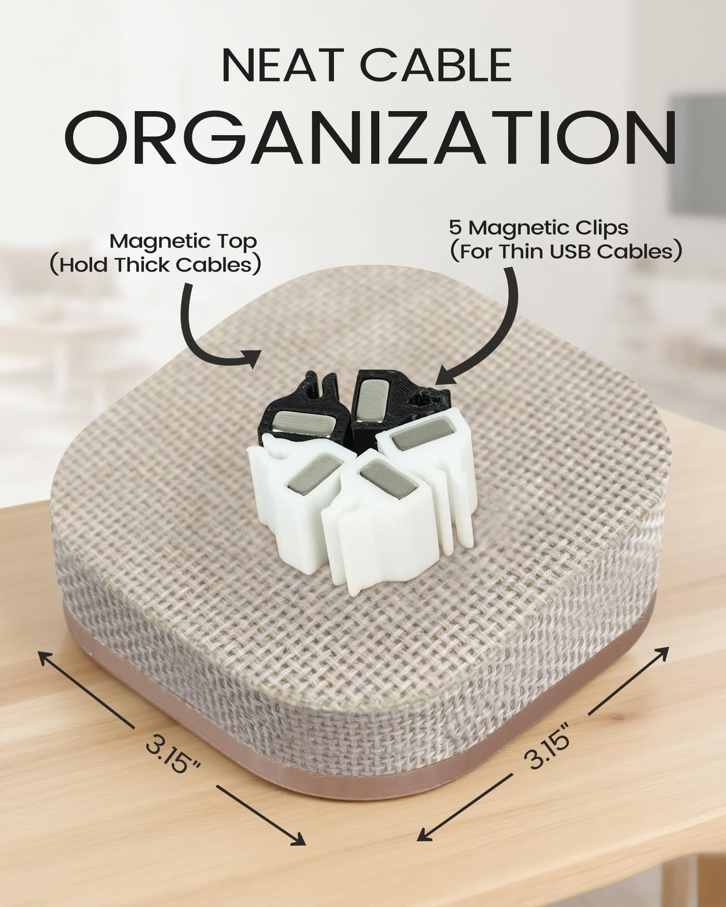 Brolena Magnetic Cord Holder, Cable Organizer with 5 Magnetic Clips for Desk & Nightstand Cable Management, Practical Charging Accessory for Home, Office & Gift Giving