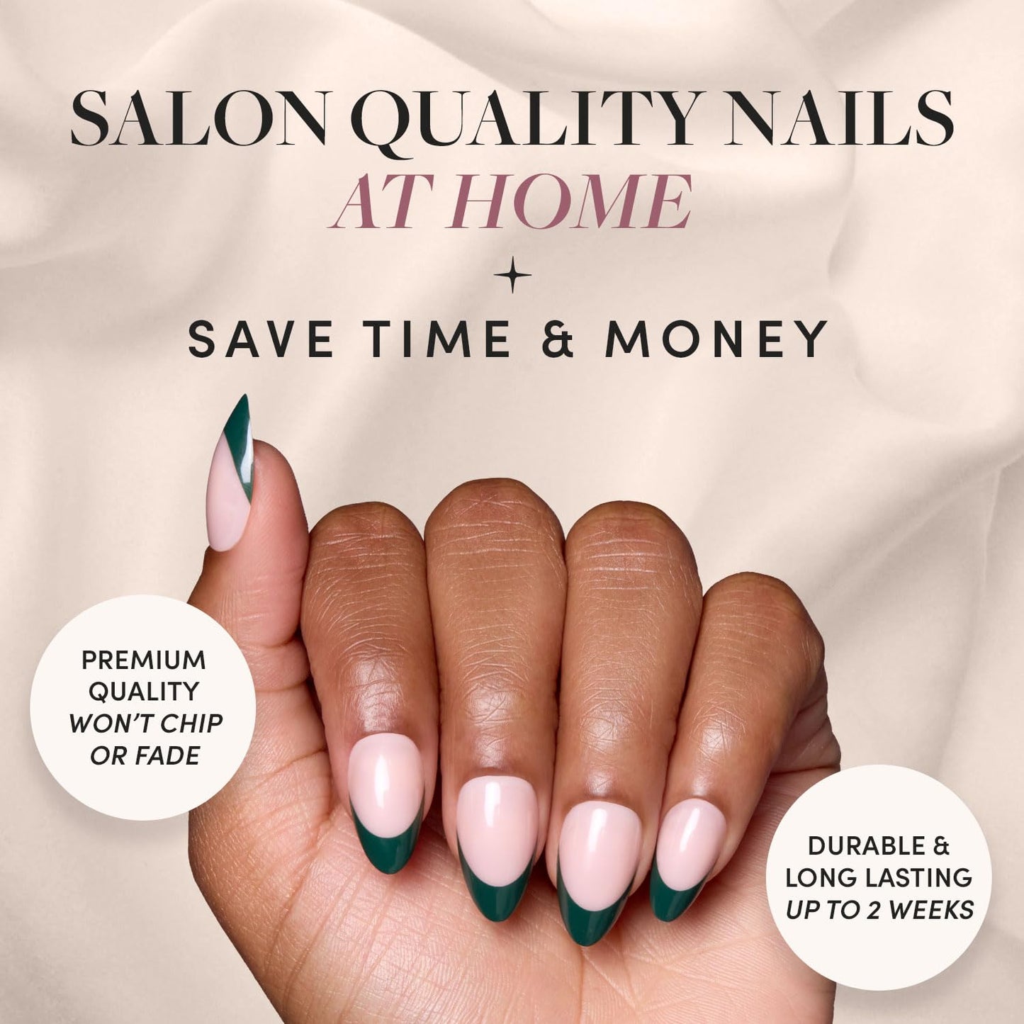 Glamnetic Press-On Nails Bundle - Château, Berry Maroon & Fall Mauve | Semi-Transparent Dark Green French Tip Almond False Nails | Dark Red Round Fake Nails | Muted Blush Mauve Short Oval
