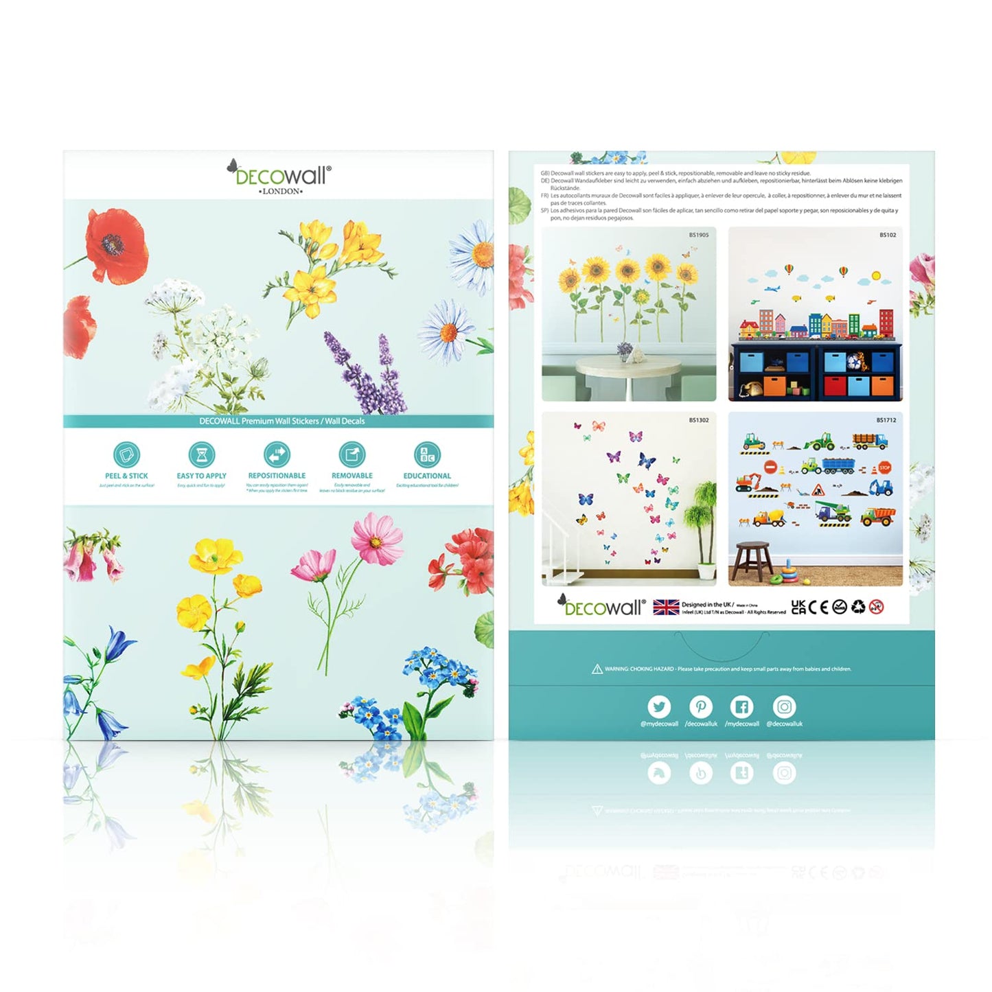 DECOWALL DS-8044 Animal Alphabet Numbers Colour Decals Stickers Kids Peel and Stick Removable for Room décor Letters ABC Classroom playroom Decorations Educational Bedroom Nursery