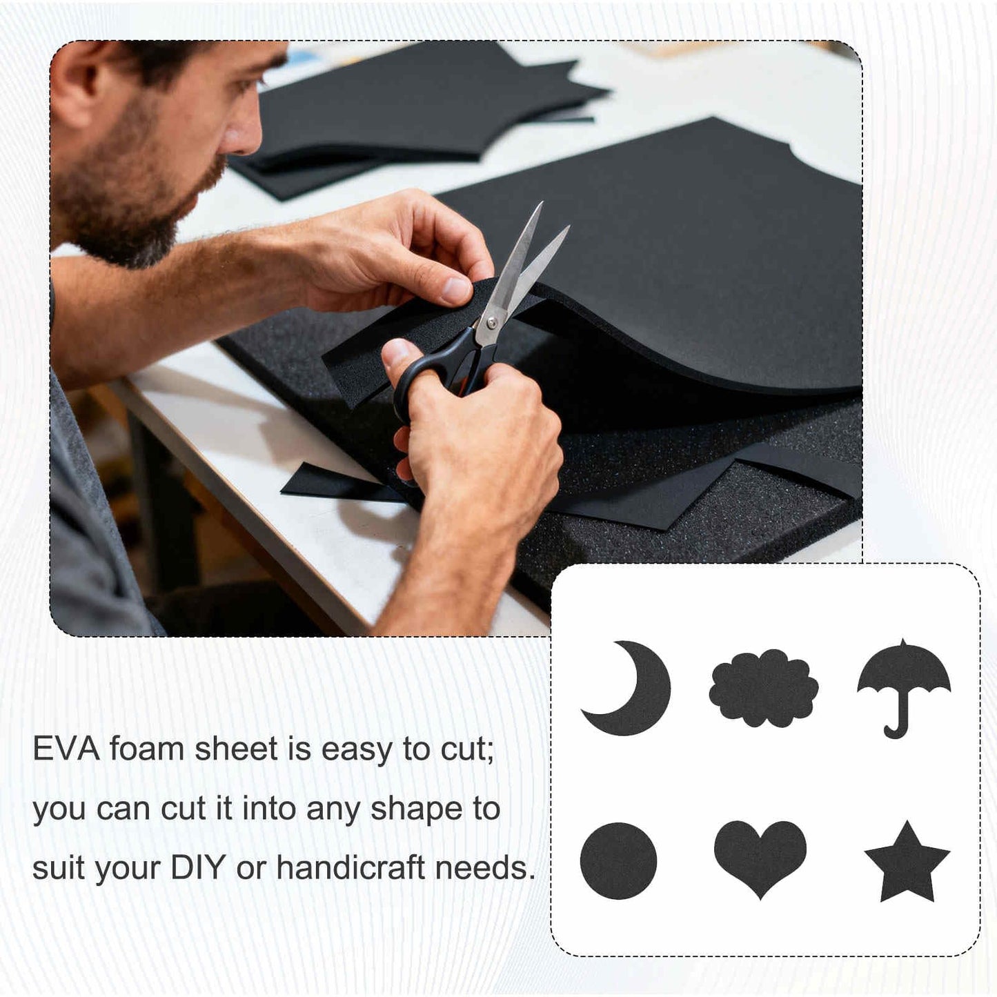 MECCANIXITY 2 Pcs White Foam Sheets, 78"x13"x 1/16" Self Adhesive EVA Foam Roll with Adhesive Backing for Crafts DIY Projects Furniture Protecting Gap Filling