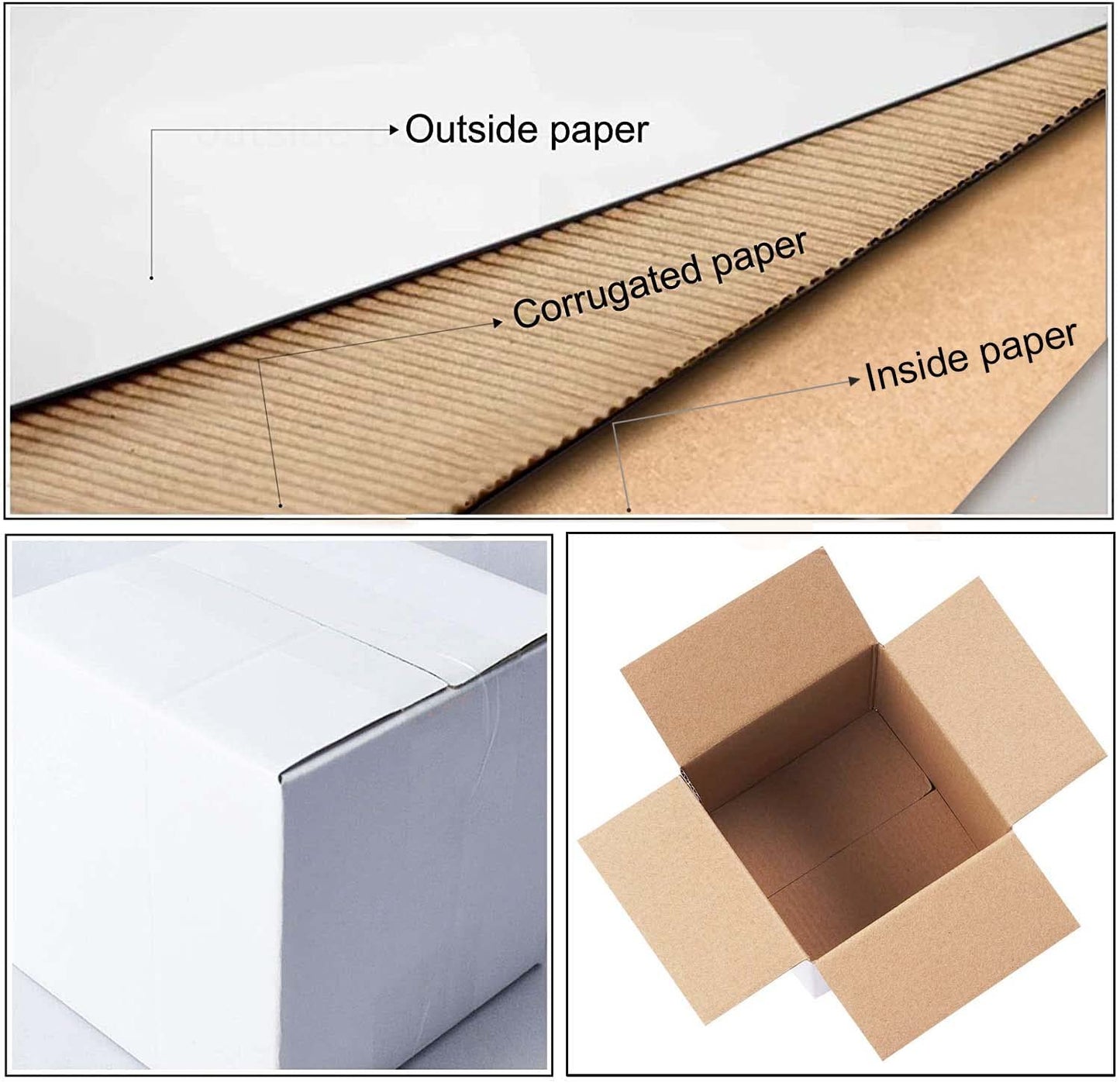 Calenzana 6x6x6 Inches Shipping Boxes Set of 25, White Corrugated Cardboard Box for Packing Mailing Small Business