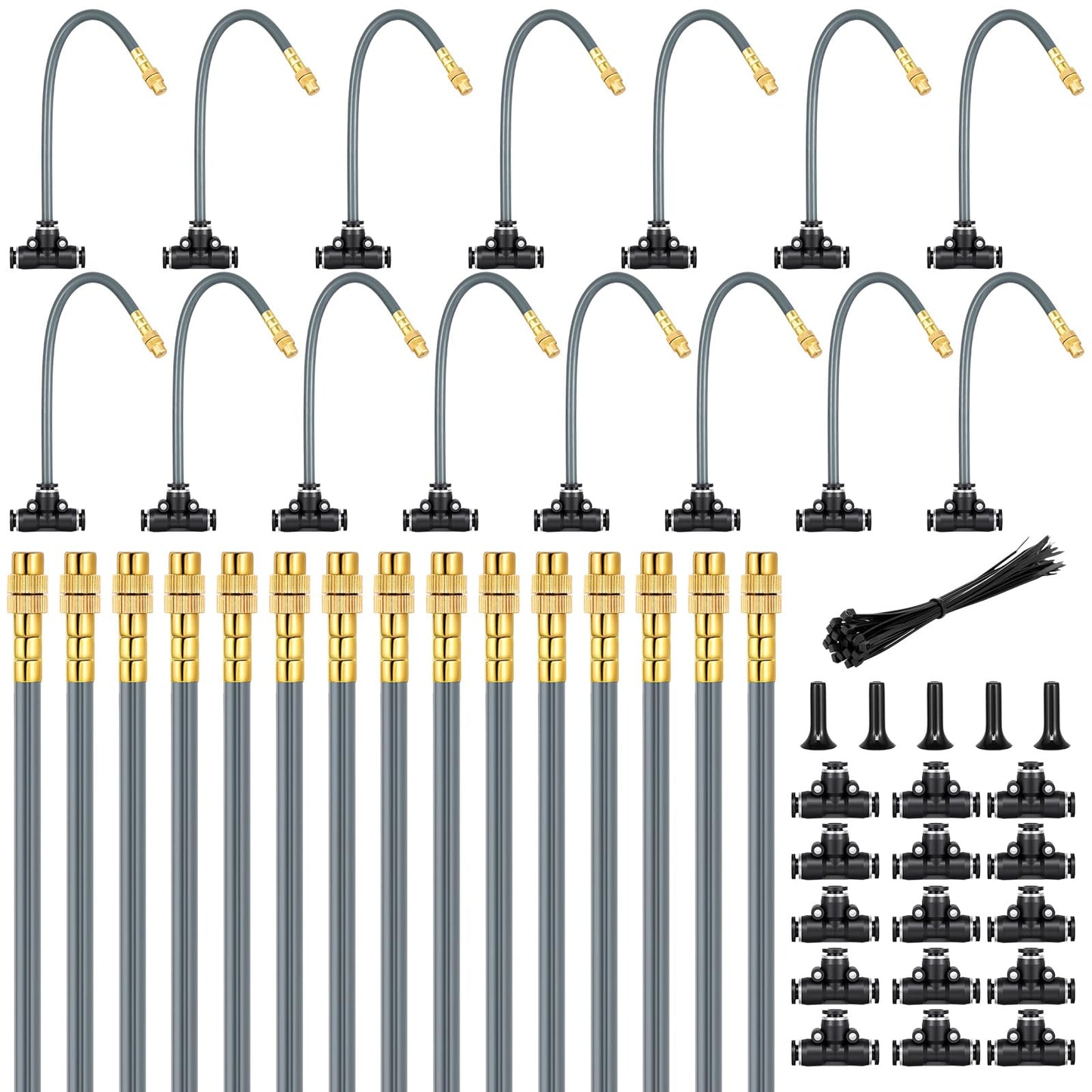 360° Adjustable 1/4" Drip Irrigation System,Bendable Watering Misting Irrigation System, Garden Watering Atomizing System with 15 Nozzles, Automatic Irrigation System for Garden