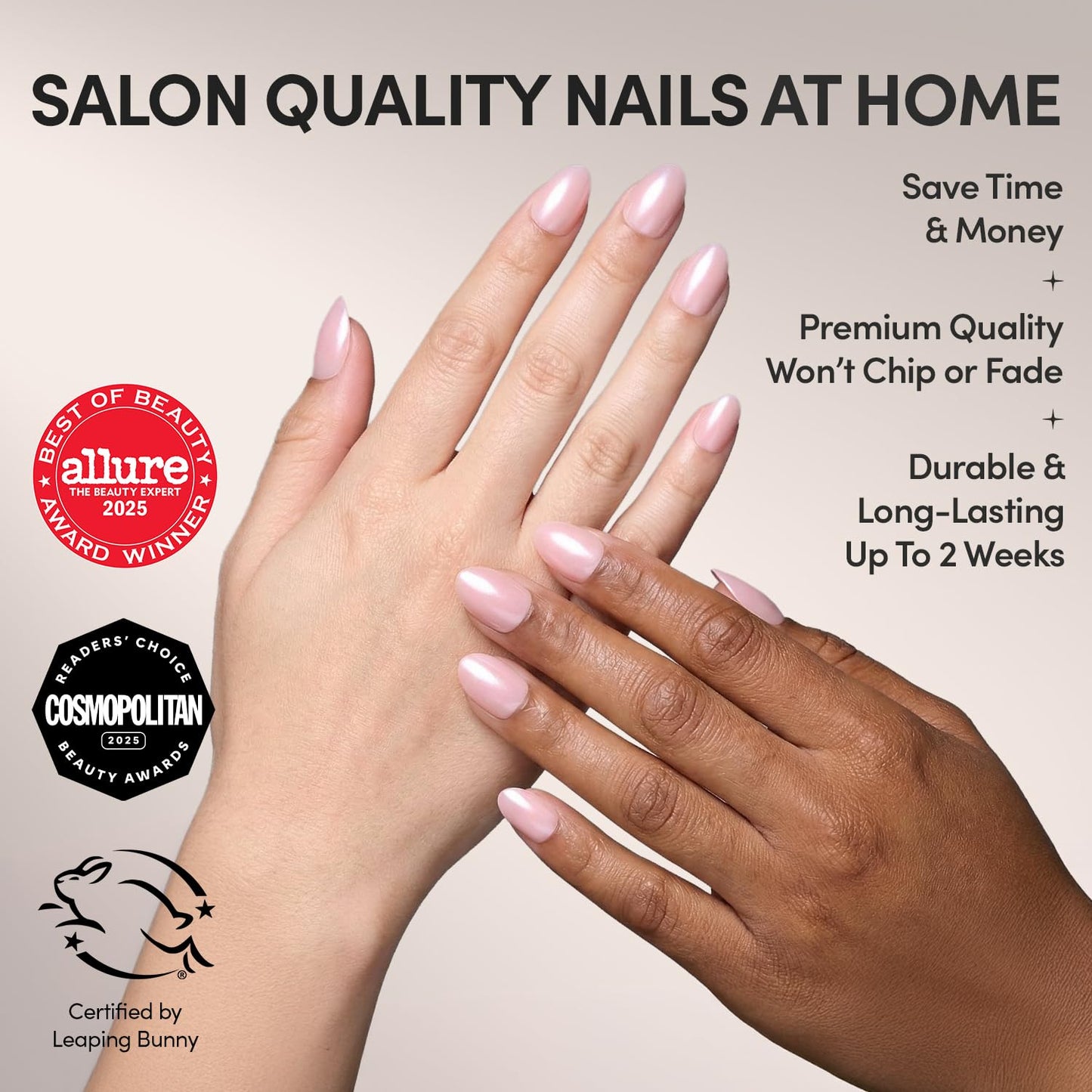 Glamnetic Press-On Nails Bundle - Sugar Glazed & Pinch Me | Medium Oval Fake Nails with White Polka Dots & Glazed Finish | Glazed Short Oval Blush Pink Fake Nails | Durable, Salon-Quality Nail Kits