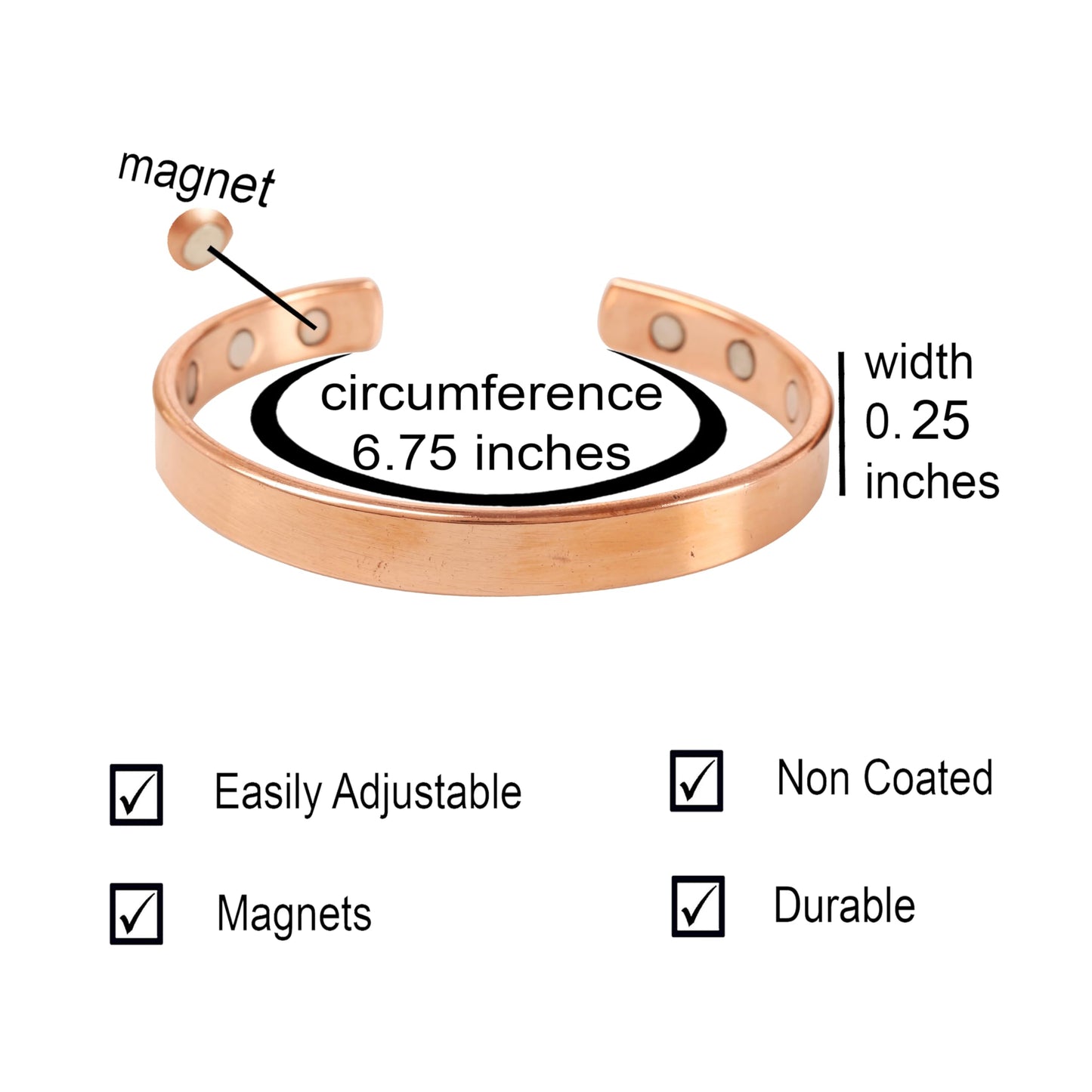 Touchstone Copper magnetic bracelet Tibetan style. Hand forged with solid and high gauge pure copper. Plain minimalistic elegance.