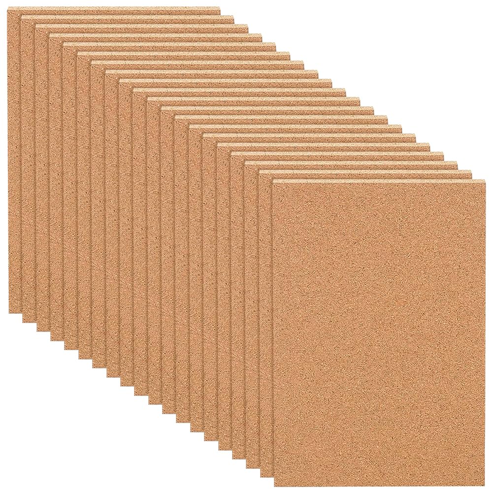 BENECREAT 20 PCS A4 Cork Sheets, 11.7x8.2 Inch Rectangle Cork Board Tiles for Coasters, Wall Art, Bulletin Boards(3mm Thick)