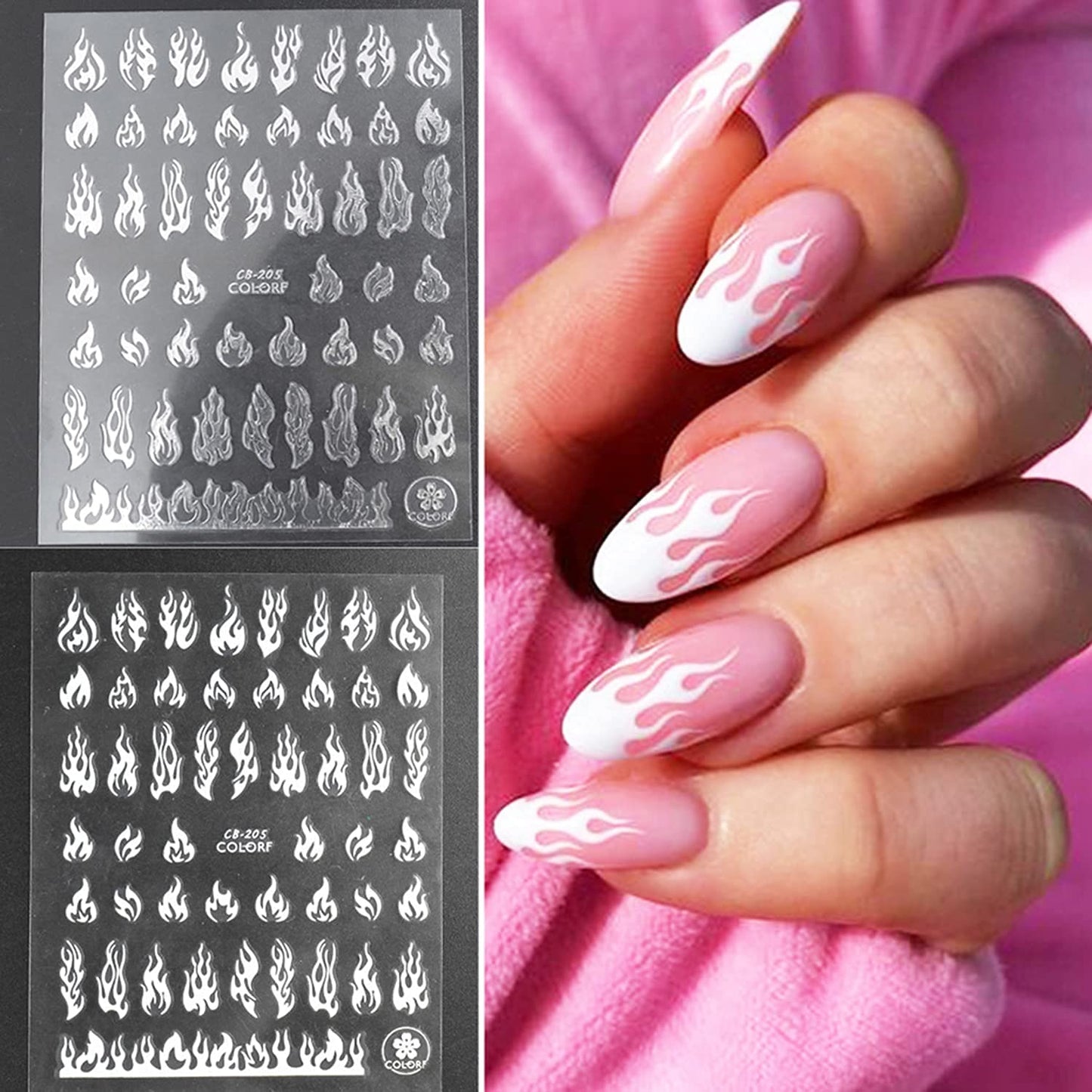 8 Sheets Luminous Nail Stickers and 8 Sheets Flame Nail Stickers