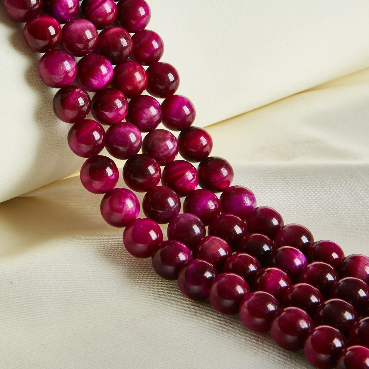 35pcs 10mm Natural Magenta Tiger Eye Beads Gemstone Beads Round Loose Beads for Jewelry Making