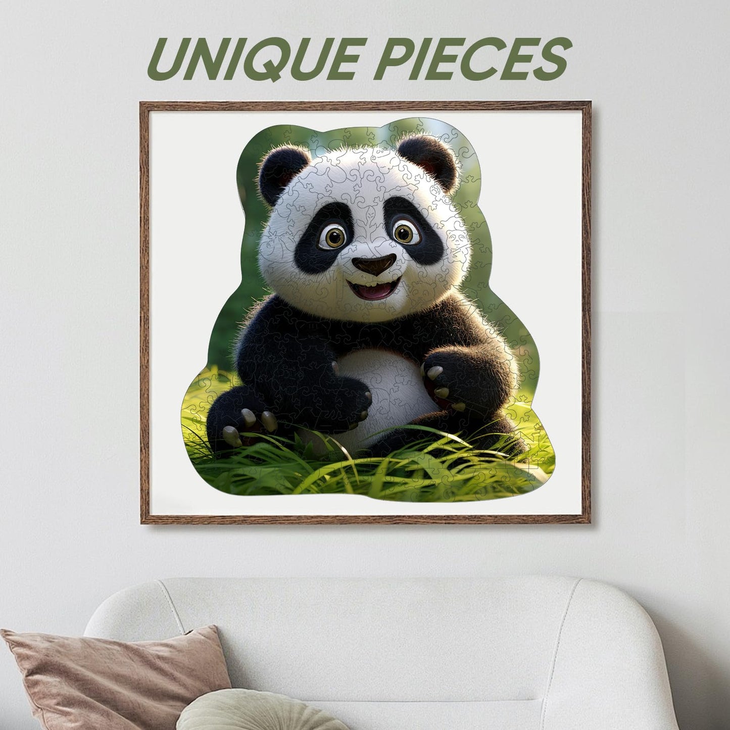 Wooden Jigsaw Puzzle, 200 Pcs Unique 3D Shape Jigsaw Puzzles, Wood Puzzle Gift Box Packing, Medium Size Letter, Creative Gift for Adults, Fun Challenging (200PCS, Panda)