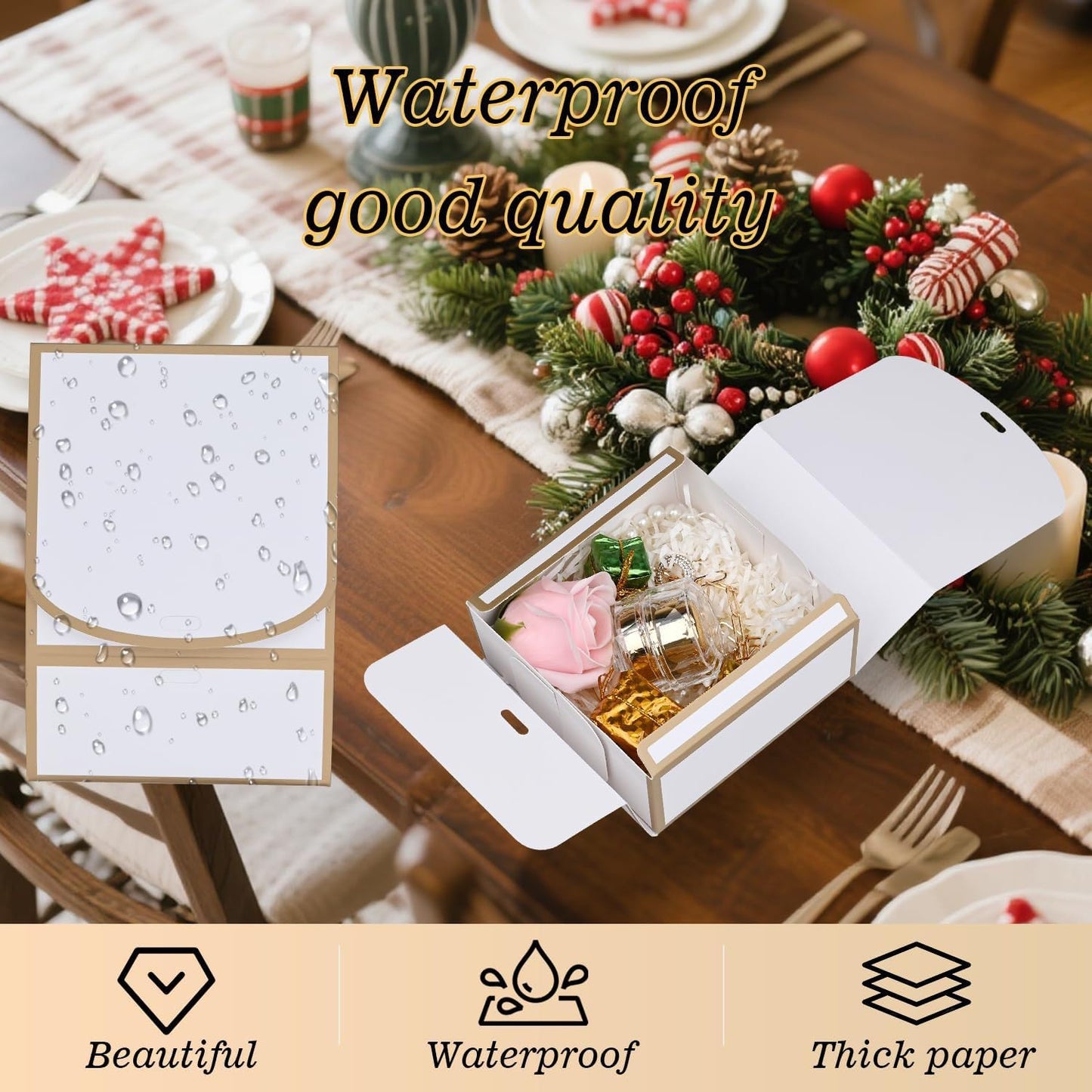 Treelement 10Pcs White Gift Boxes with Lids,10.6×7.8×3.1 Inch Bridesmaid Proposal Boxes with Ribbons and Stickers for Wedding Gifting,Birthday,Party Favors，Baby Shower,Return Gifts
